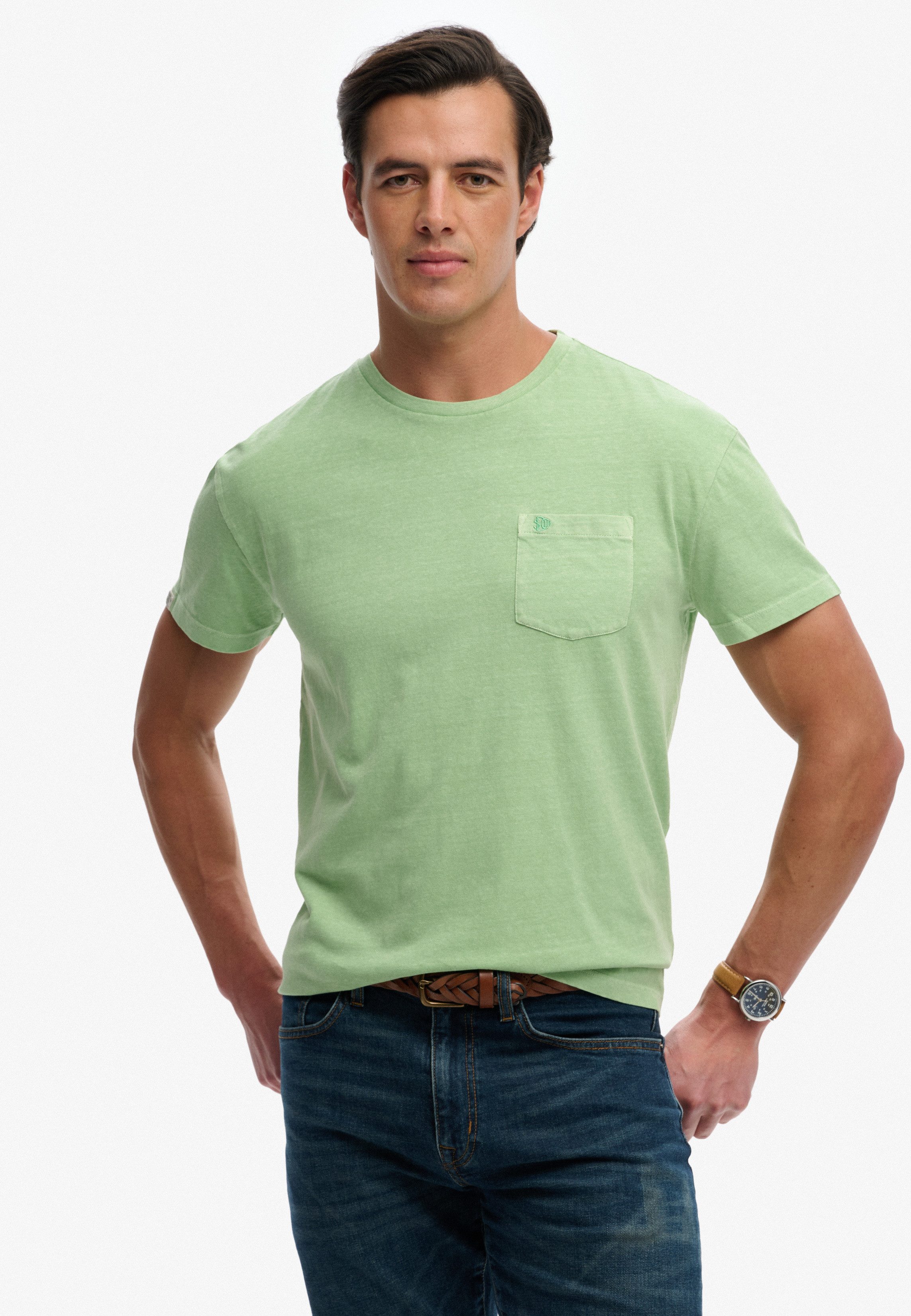 Superdry Herren Classic T-shirt mit Lockerer Passform Green - Größe: XL
