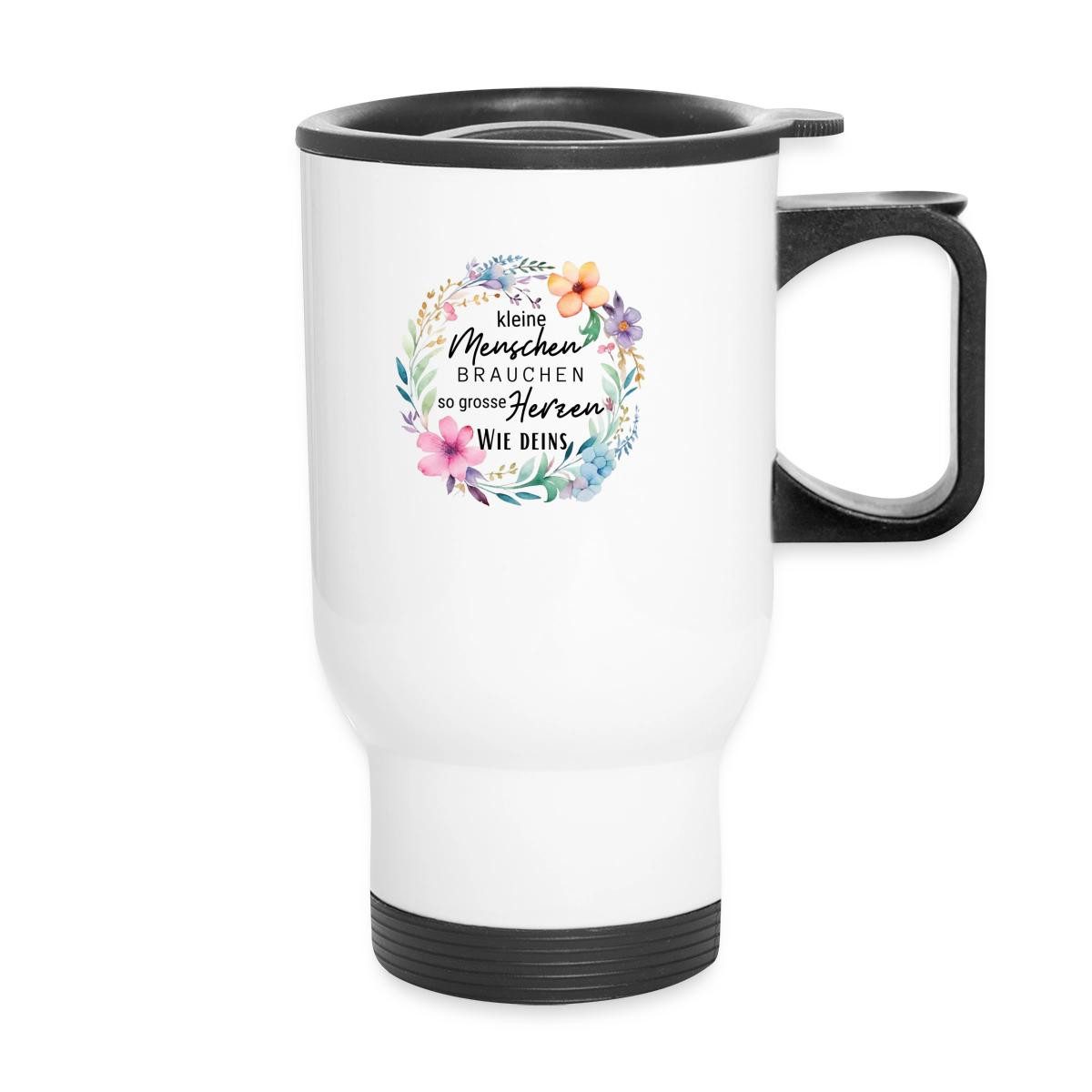 Spreadshirt Tasse Erzieherin Lehrerin Große Herzen Abschied Geschenk Thermobecher mit He, Edelstahl