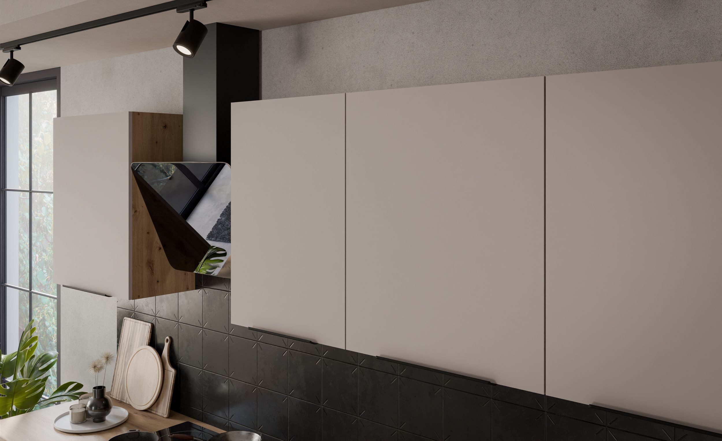 Küchen-Preisbombe Küchenzeile SOLANO 280 + 180 cm Küchenblock Küche Einbauküche Kaschmir + Eiche