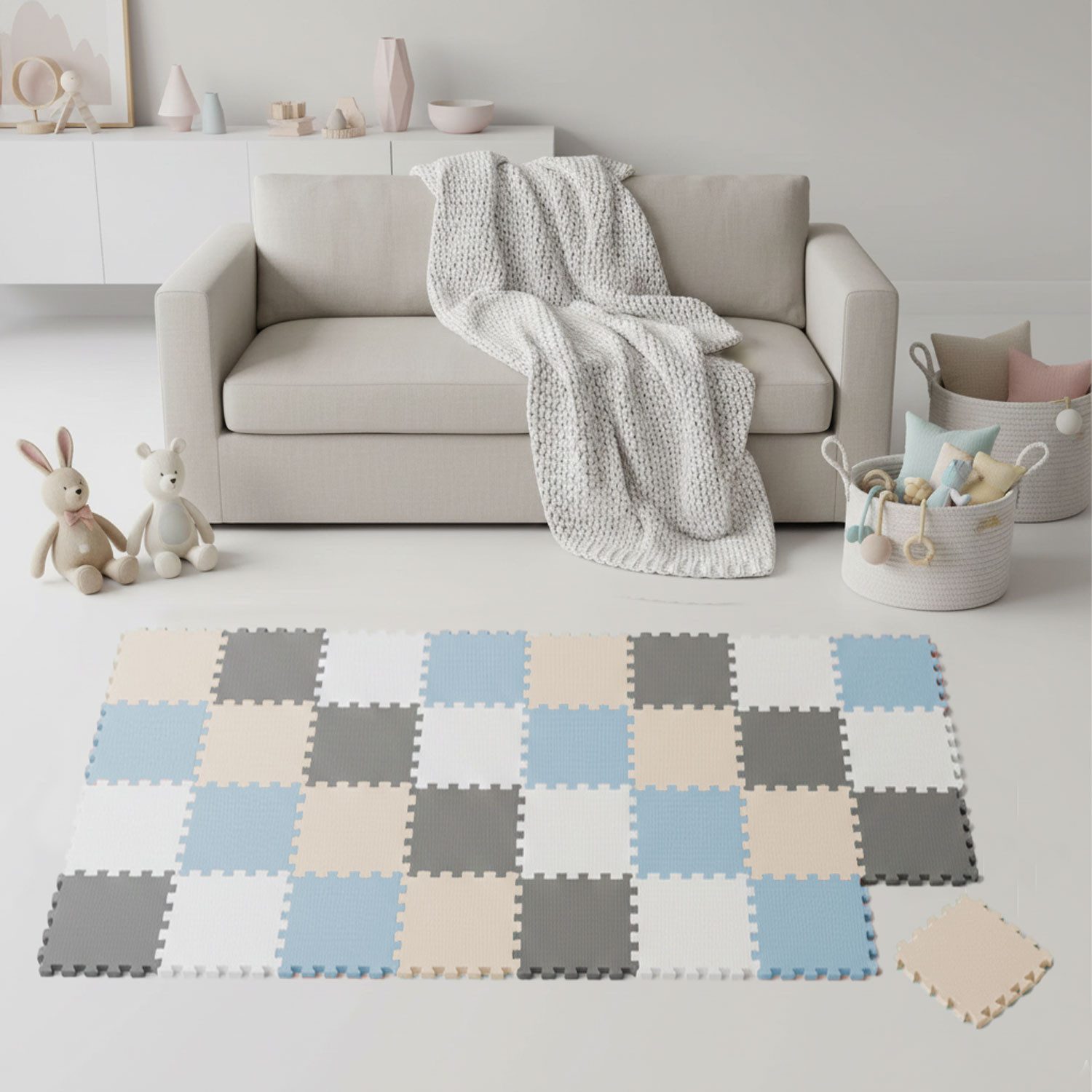 LittleTom Puzzlematte ab dem 1. Tag - 36 Teile Baby Spielmatte - 30 x 30 Kinder Krabbelmatte, (36-tlg), Spielunterlage für Babys und Kleinkinder - Kinderzimmer Puzzleteppich