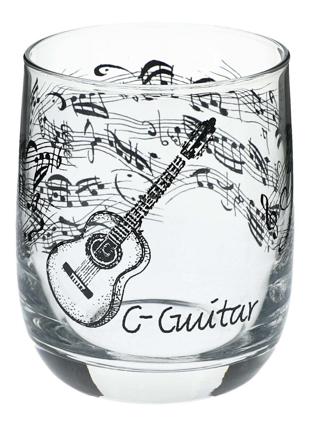 Musikboutique Glas Glas mit Instrumenten und musikalischen Motiven - Instrument:, bedruckt mit Gitarren-Motiv