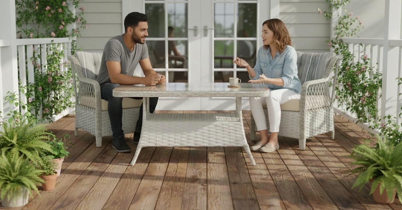 Xlmoebel Gartentisch Moderner rechteckiger Tisch mit Glasplatte und Metallgestell (1-St), Made in Europa