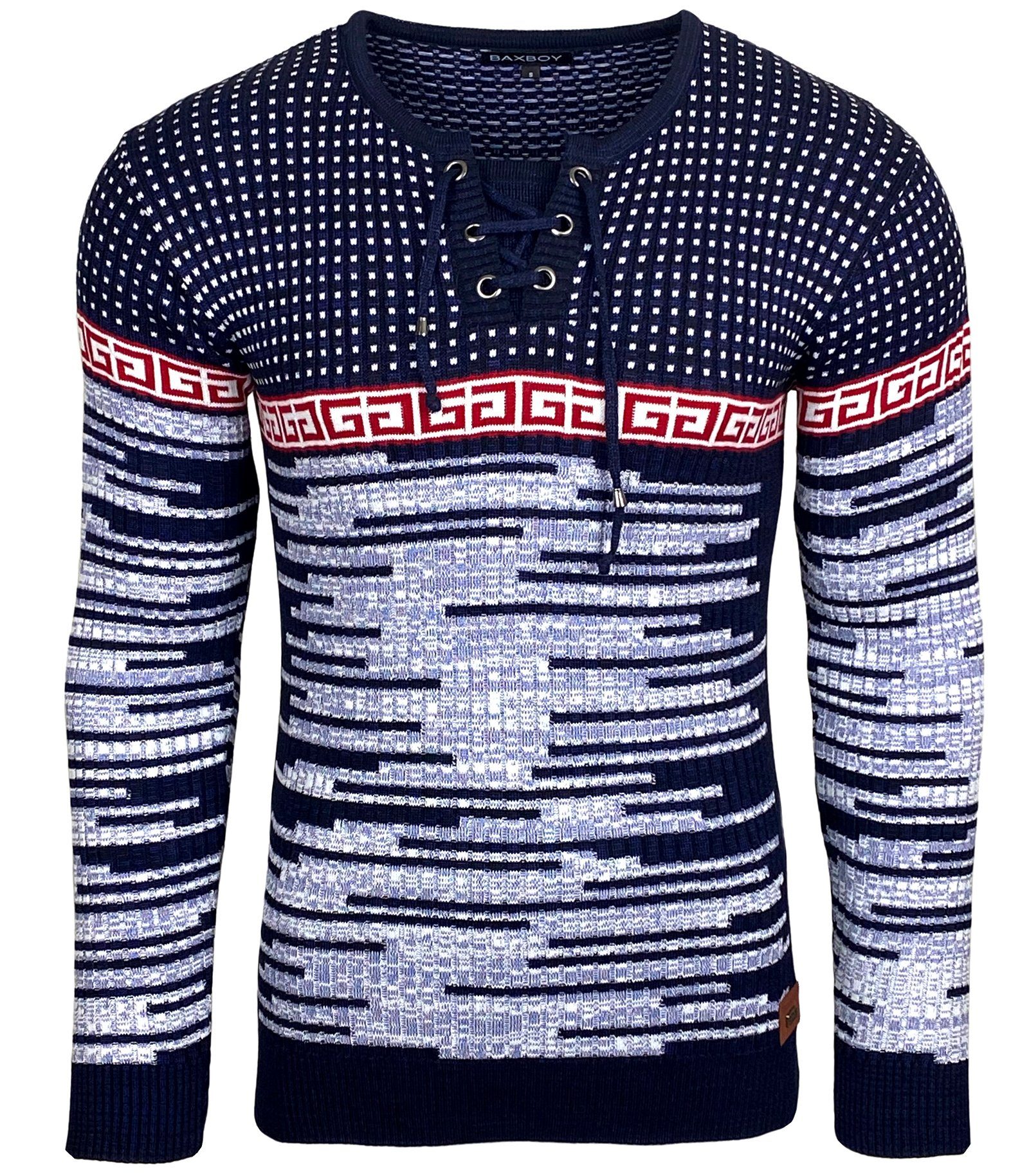 Baxboy Strickpullover BAXBOY Herren stylischer Rundhals Strick-Pullover B-5 günstig online kaufen