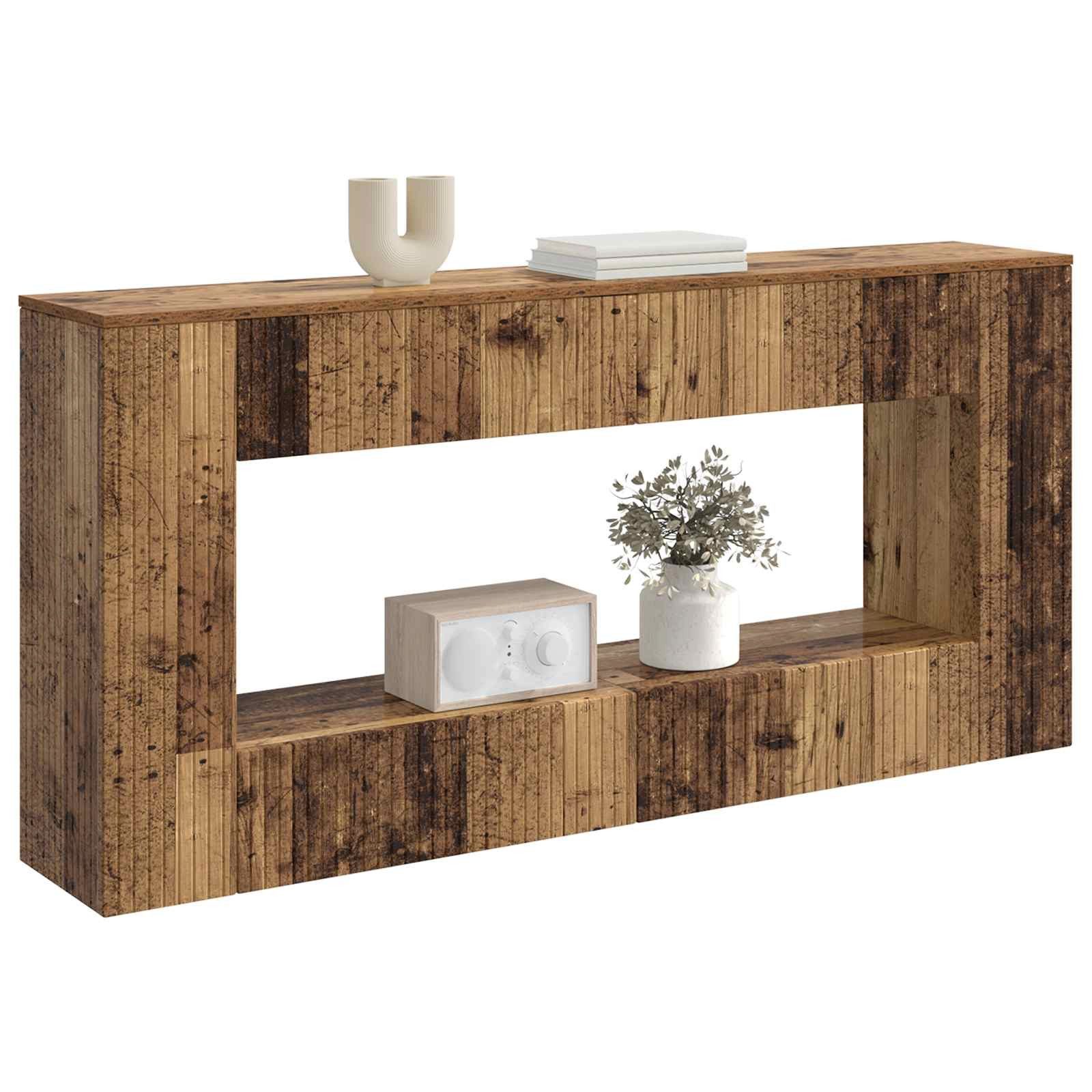 vidaXL Konsolentisch Konsolentisch Gestreift Altholz 155 x 29 x 74 cm Holzwerkstoff (1-St)