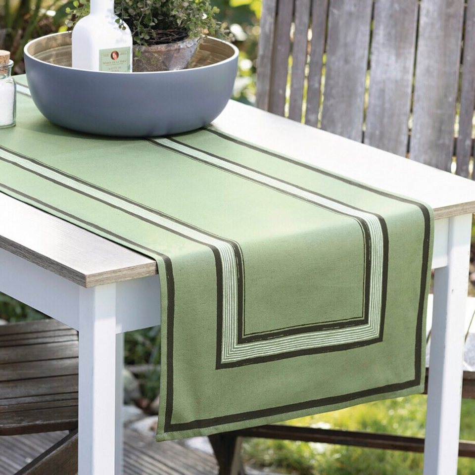 Home-trends24.de Tischläufer Tischläufer Tischdecke Modern Grün Tischdeko  Tischset Baumwolle