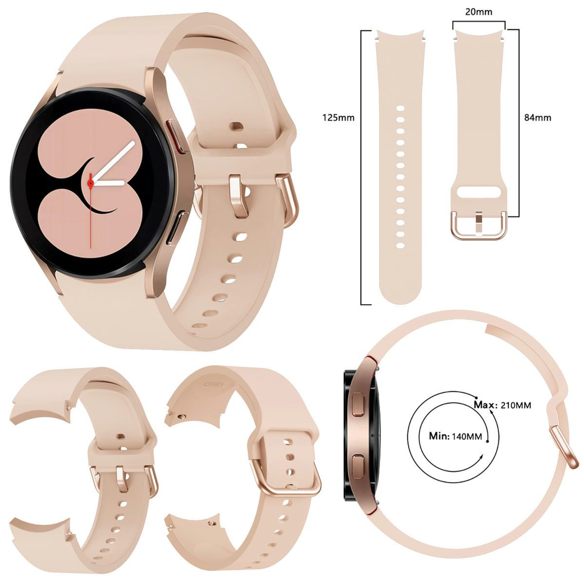 Wigento Smartwatch-Armband Für Samsung Galaxy Watch FE 6 5 4 Normal Pro Classic Kunststoff Band