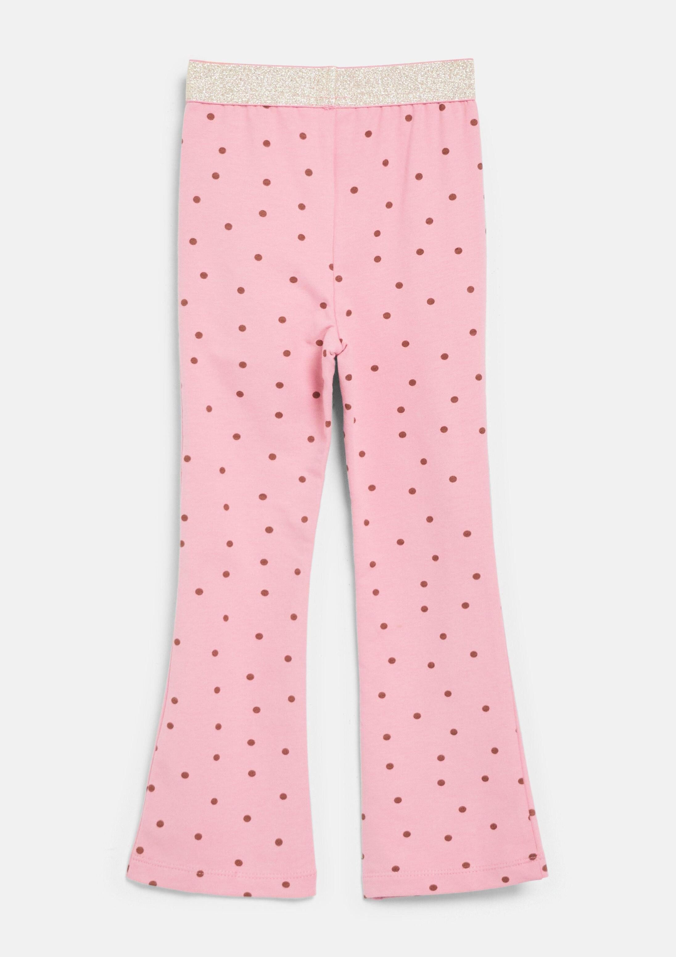 s.Oliver Leggings Leggings Flared-Leg-Leggings mit Glitzerbund und All-over-Print