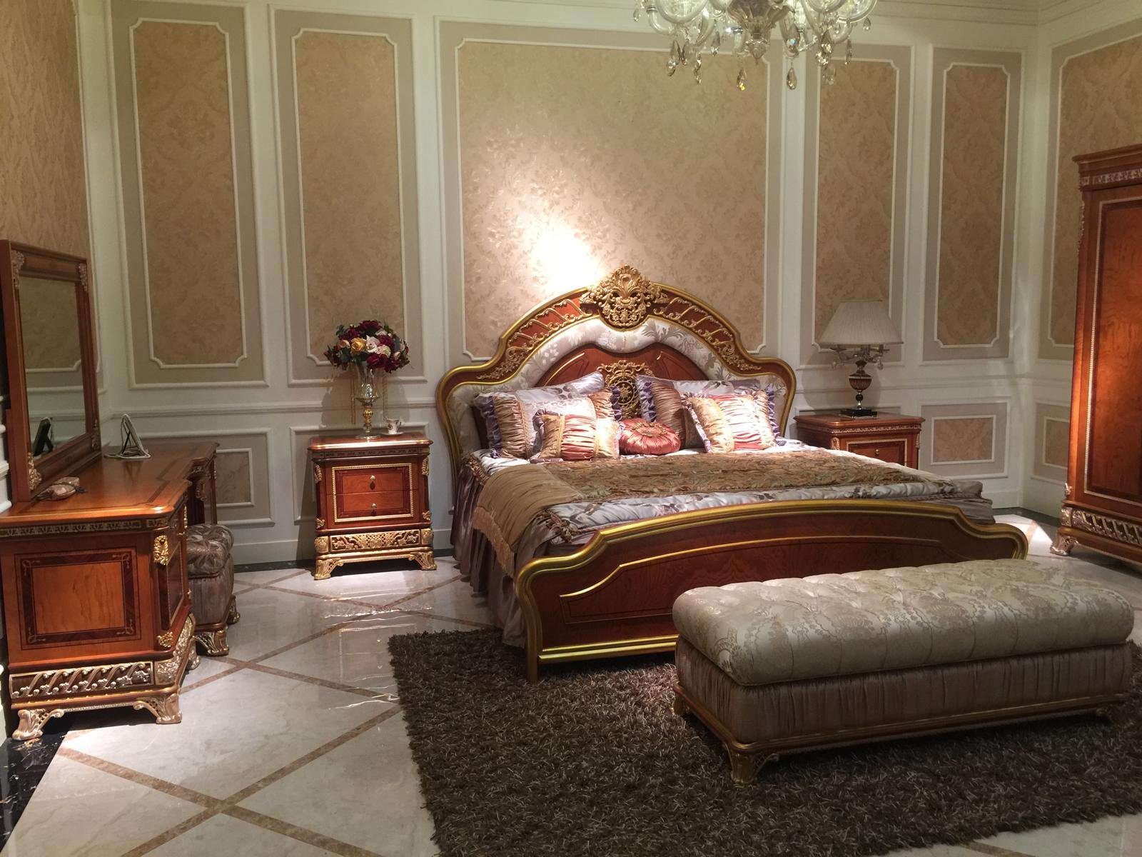 JVmoebel Bett, Bett Design Polster Doppelbett Betten Luxus Klassiker Barock