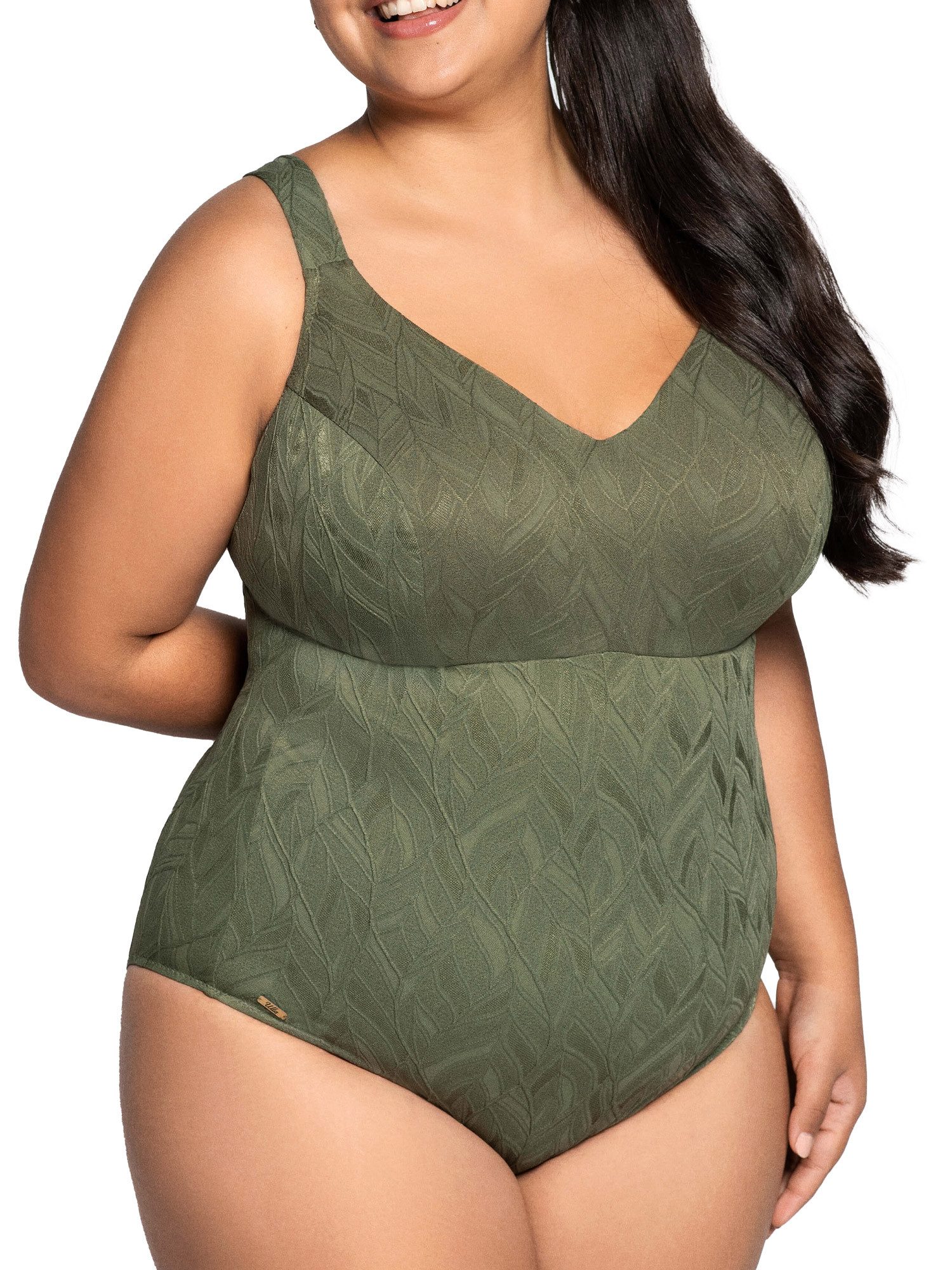 Ulla Dessous Badeanzug Badeanzug mit Bügel Monaco (Stück, 1-St) genähte Cups, Uni, Materialmix