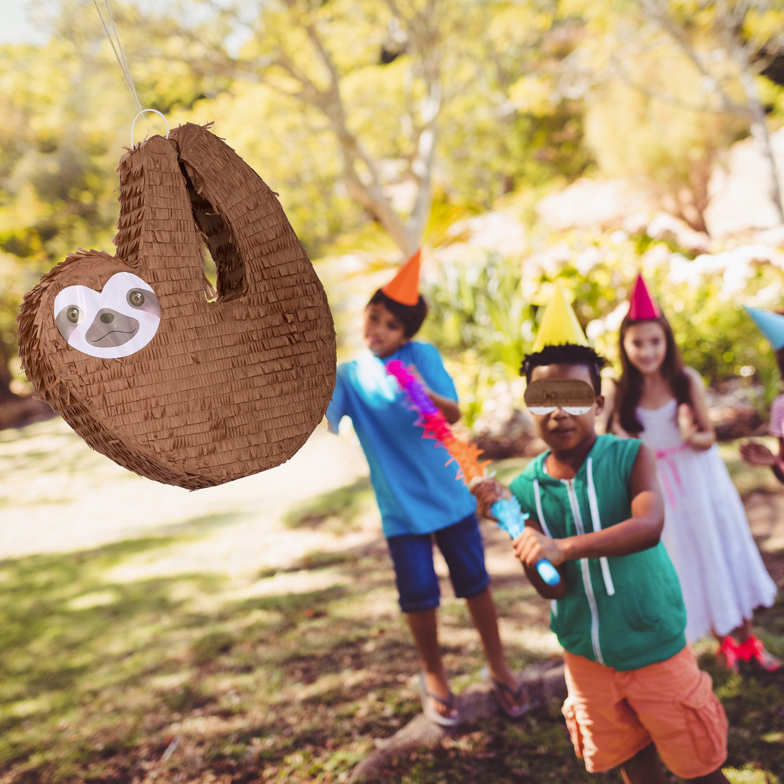 relaxdays Pinata Faultier mit Stab und Maske