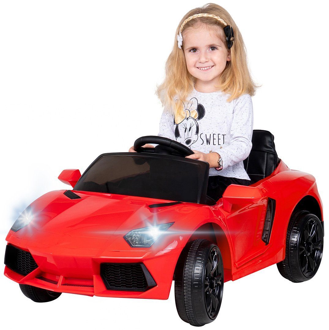 Actionbikes Motors Elektro-Kinderauto Super Sport - Fernbedienung & Kofferraum zum Öffnen - Bremsautomatik, Belastbarkeit 35 kg, (2-tlg), Kinder Elektro Auto ab 3 Jahre - Elektroauto Fahrzeug elektrisch