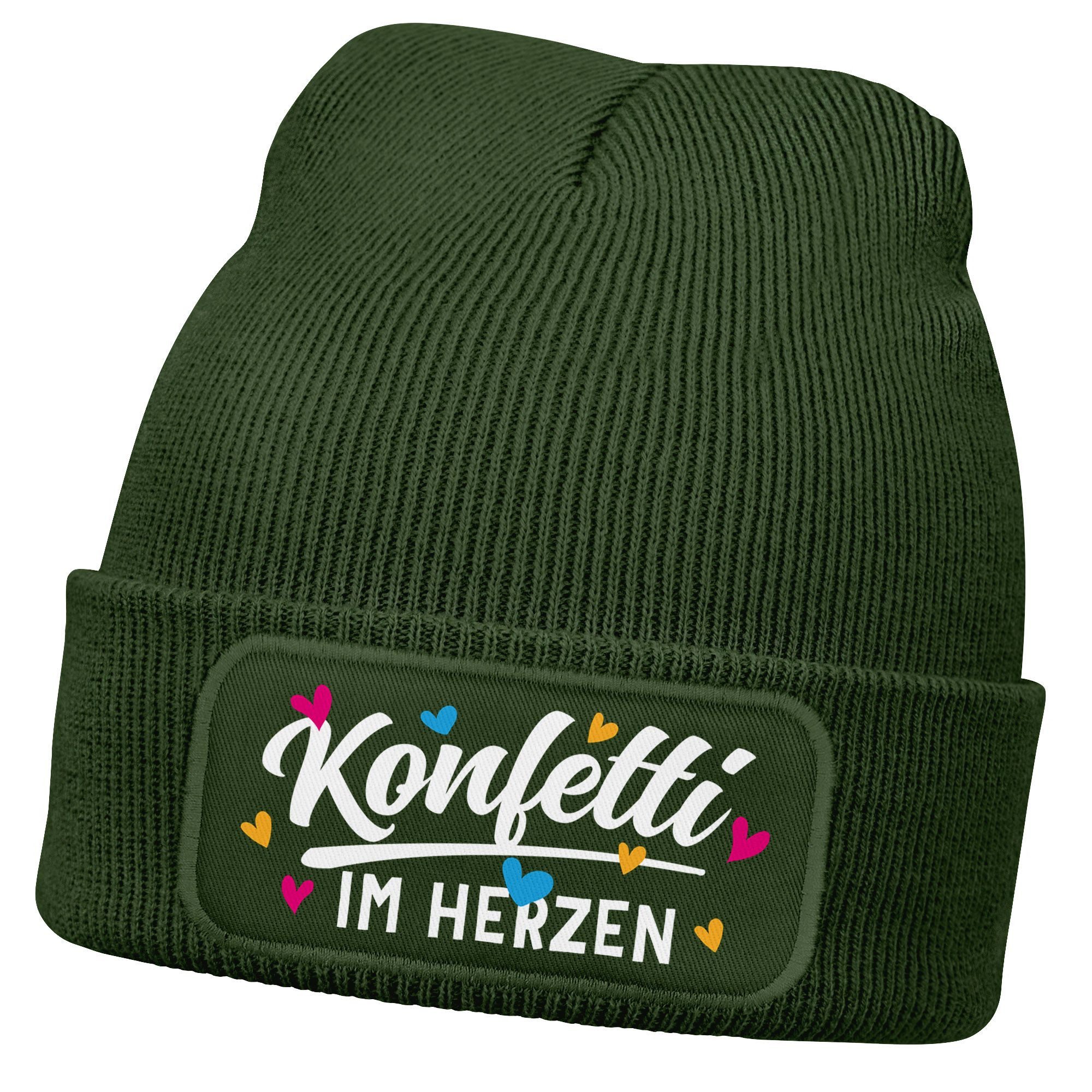 Strickmütze Damen Beanie mit Patch Strickmütze mit Spruch Fasching Karneval Party