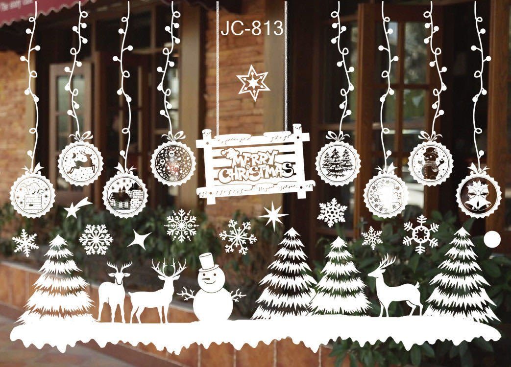 Coonoor Fenstersticker Fensterbilder Weihnachten Selbstklebend, Weihnachtsdeko Fenster, Groß Fensterbild Winter für Glas Tür Fensterdeko Weihnachten Deko