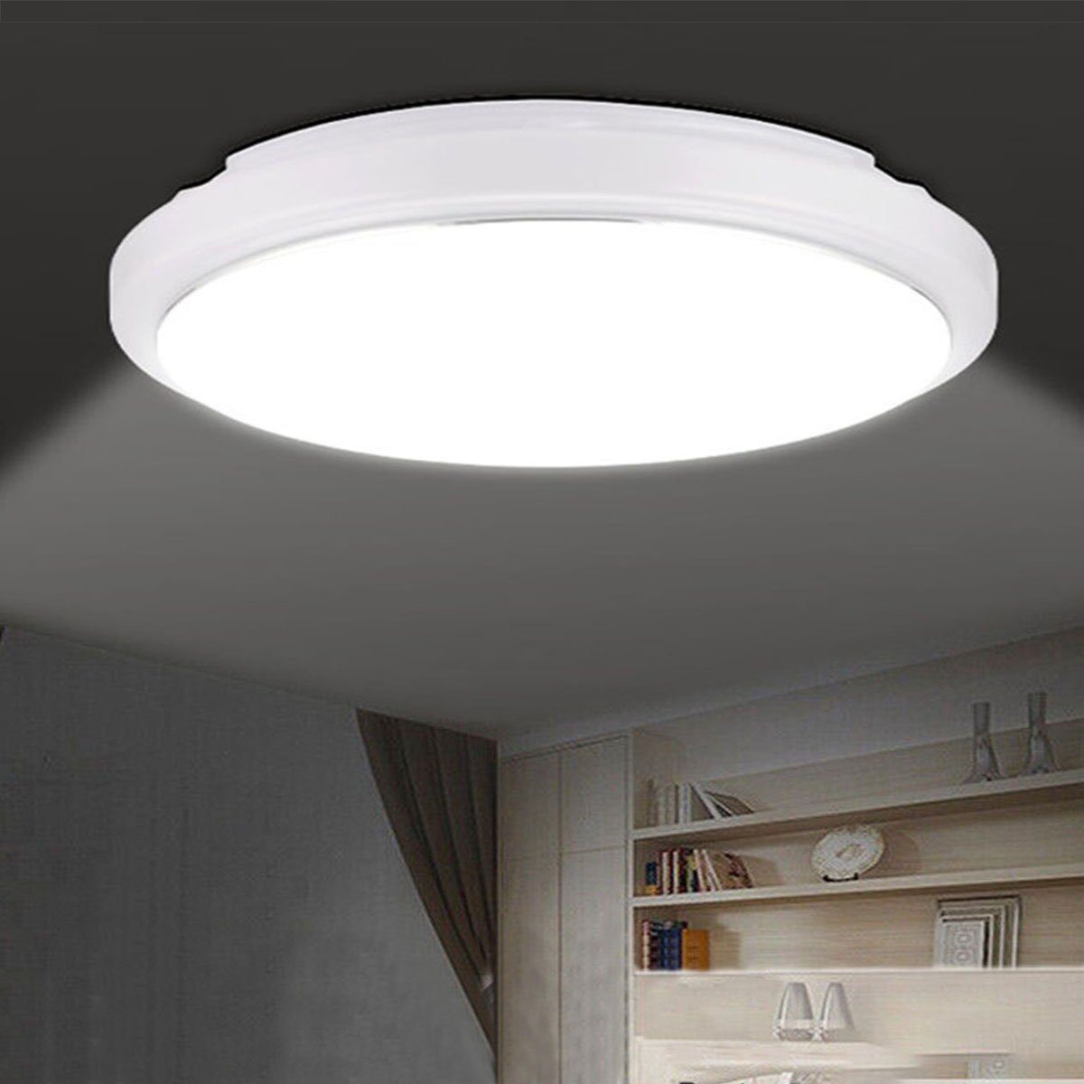 oyajia deckenleuchte led deckenlampe flach rund, 40w 6000k 4000lm  badezimmer lampe, 48*7cm, led fest integriert, ‎kaltweiß, ip54 wasserdichte