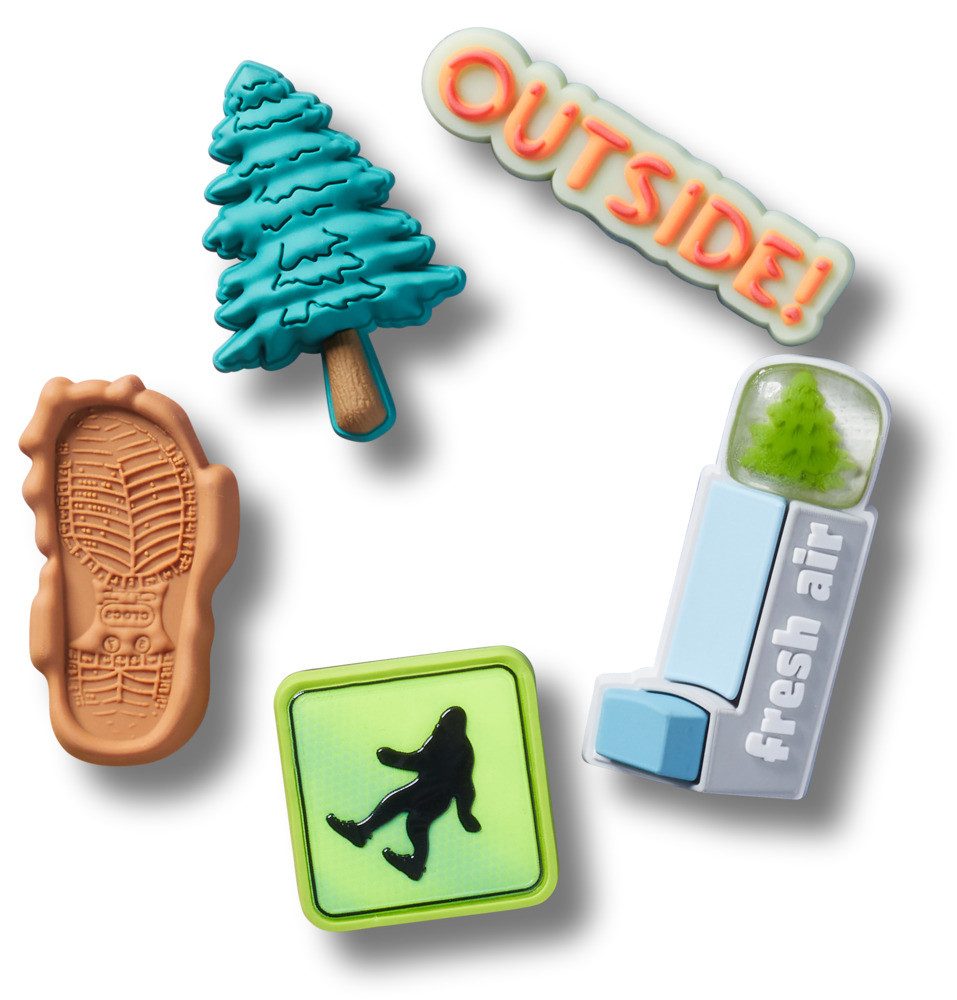 Crocs Schuhanstecker Jibbitz™ Sasquatch Adventure (Set, 5-tlg., Kein Spielzeug. Nicht für Kinder unter 3 Jahren geeignet), Schuh Anstecker im Outdoor Look
