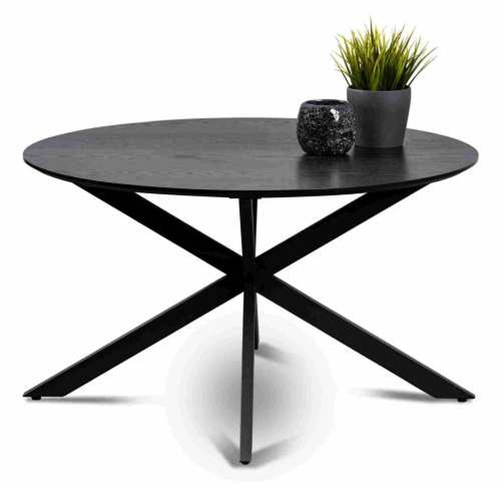 freiraum Couchtisch Paul, runde Form, in Esche Dekor schwarz, Metall + MDF - 45x80cm (HxD)