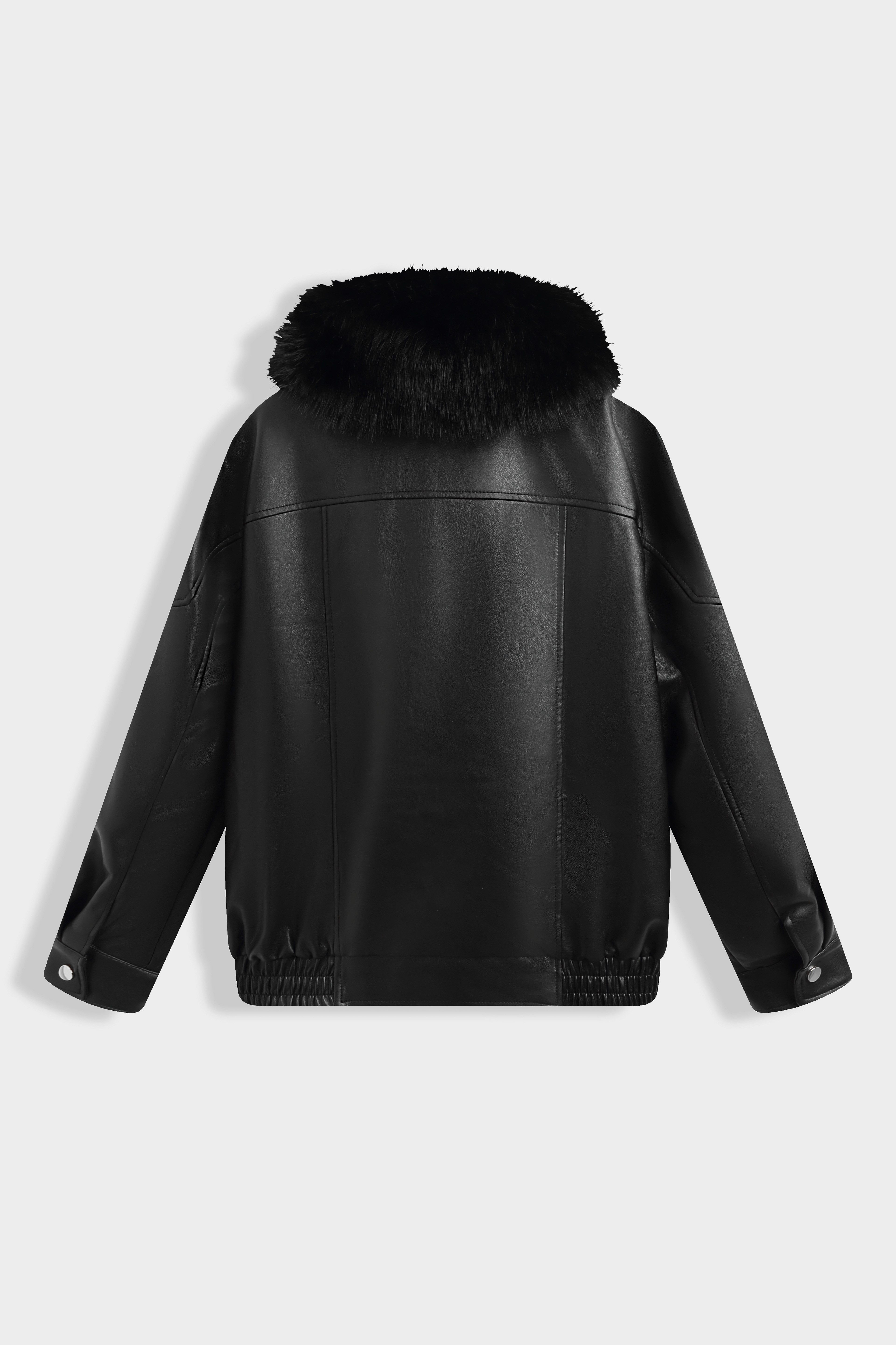 Copperose Bikerjacke Bikerjacke mit Kunstfellkragen 2192 Aviator-Jacke Kunstlederjacke mit weichem Kunst Pelzkragen – Bild 3 von 4