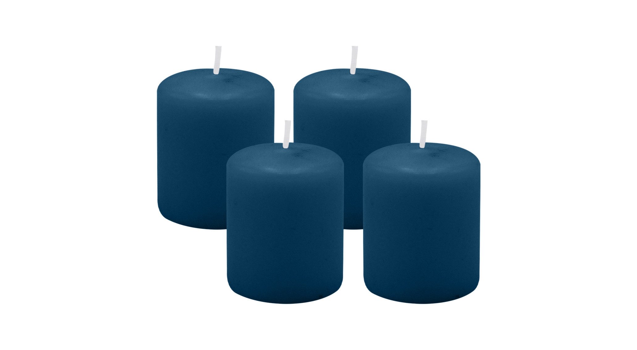 Kopschitz Kerzen Stumpenkerze 4er Set Stumpenkerzen/Adventskranzkerzen Petrol Blau Ø 50 x 60 mm