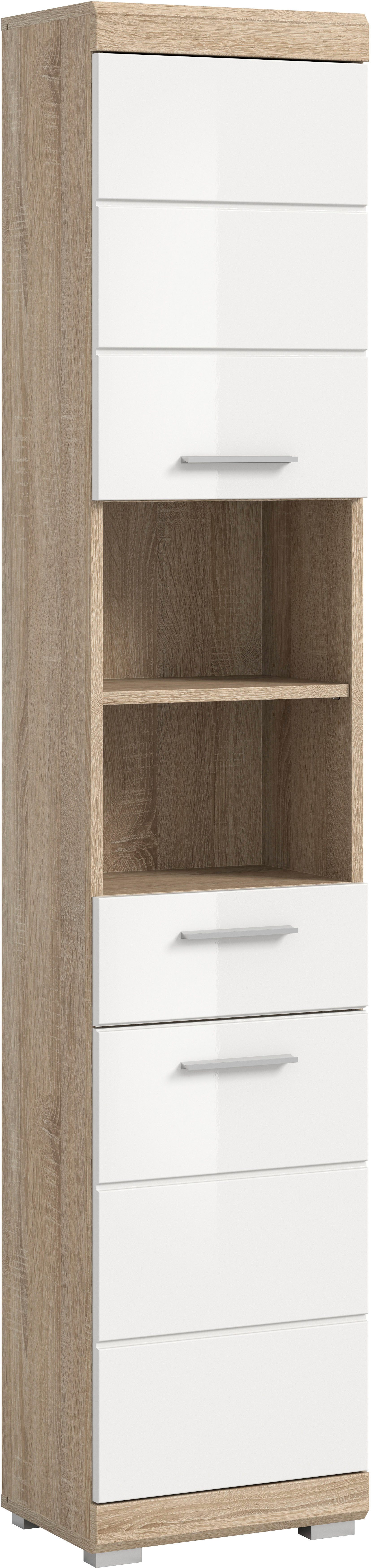 welltime Hochschrank SIENA, Breite 37cm, 2 Tür, 1 Schubkasten, 2 offene Fächer, MDF-Front (1-St., TOPSELLER) in verschiedenen Farben erhältlich, Badmöbel, Badschrank, Schrank, Bad