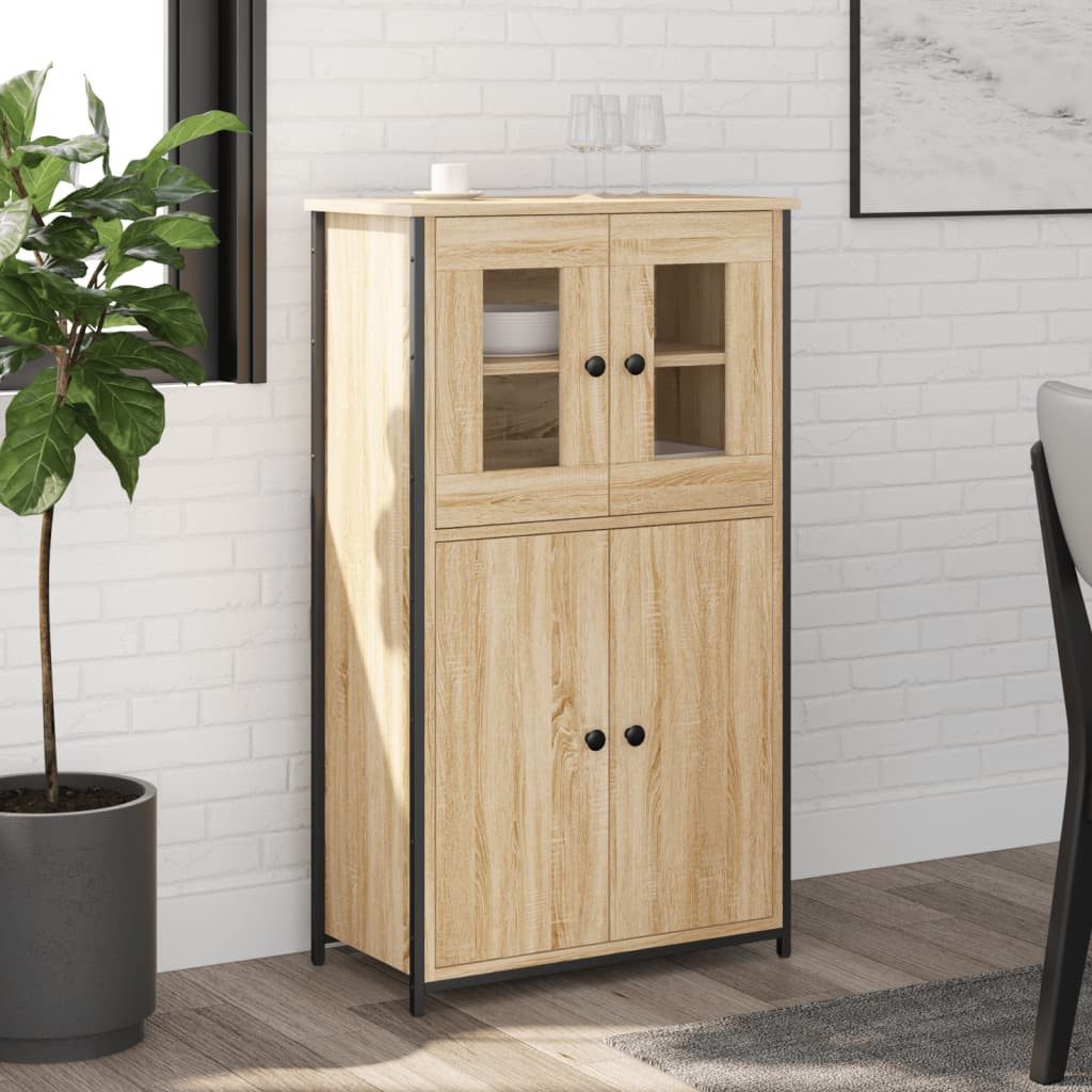 vidaXL Highboard NA Highboard Sonoma Eiche 62x32x106,5 cm Spanplatte Glas Vitrine