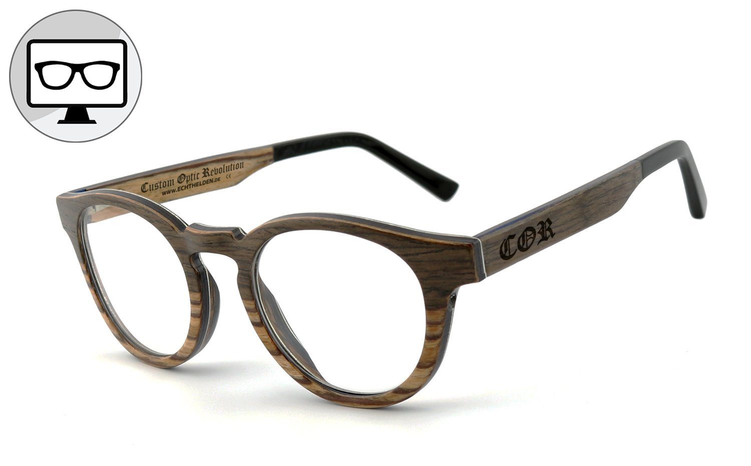 COR Brille Blaulichtfilter Bürobrille, Brille, Blaulicht Gamingbrille, Bildschirmbrille, Holzbrille Brille