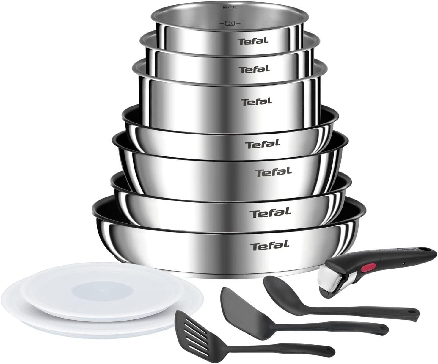 Topf-Set Tefal Ingenio Emotion Kochgeschirr, 13-teilig, Edelstahl, stapelbar