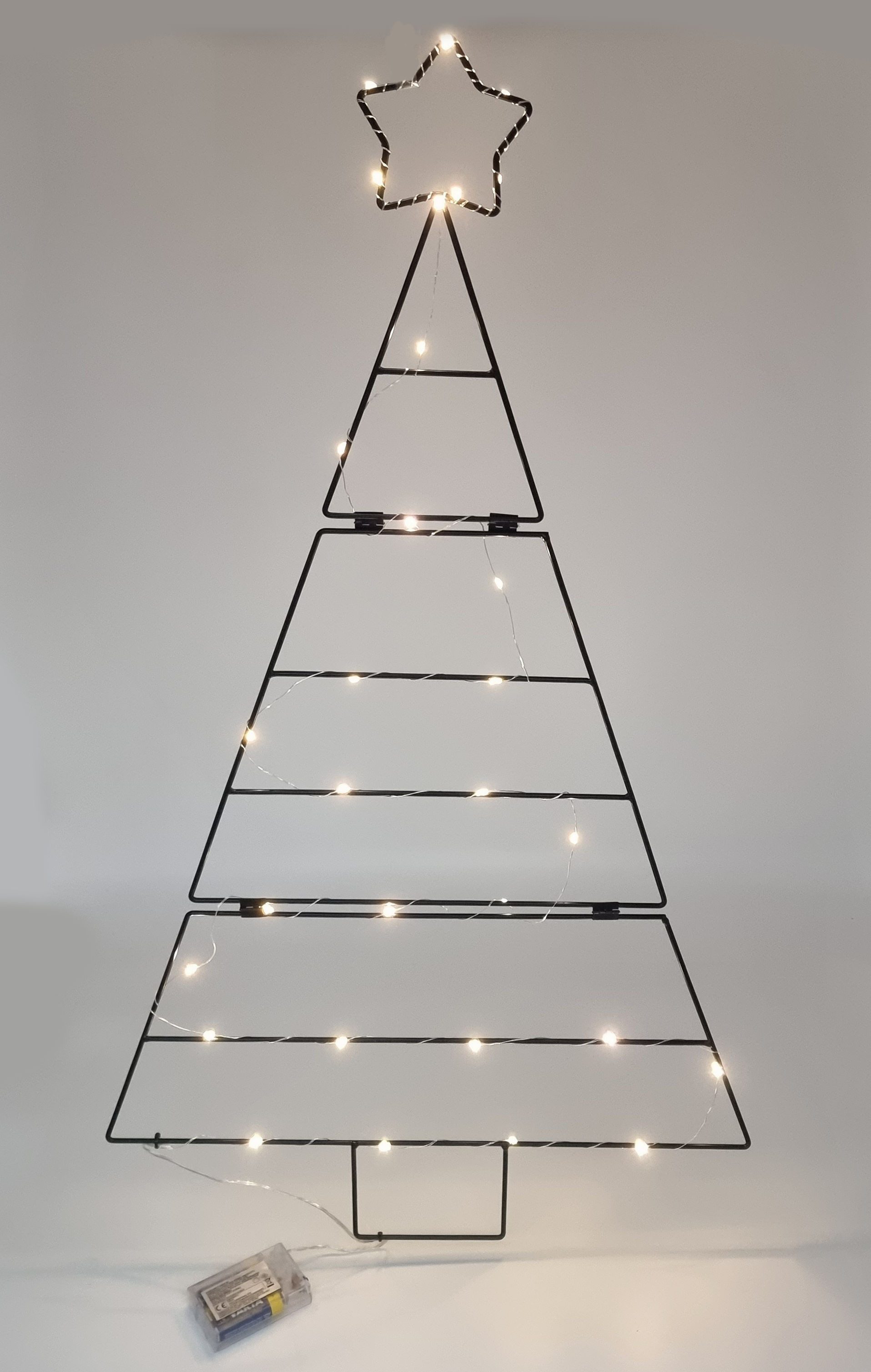 Spetebo Dekofigur Beleuchteter Metall Baum zum hängen (mit 30 LED, 1 St., Hängender Metall Baum), Dekobaum mit Stern Spitze