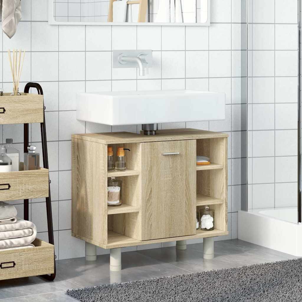 vidaXL Badezimmer-Set Badezimmerschrank Sonoma-Eiche 60x32x53,5 cm günstig online kaufen
