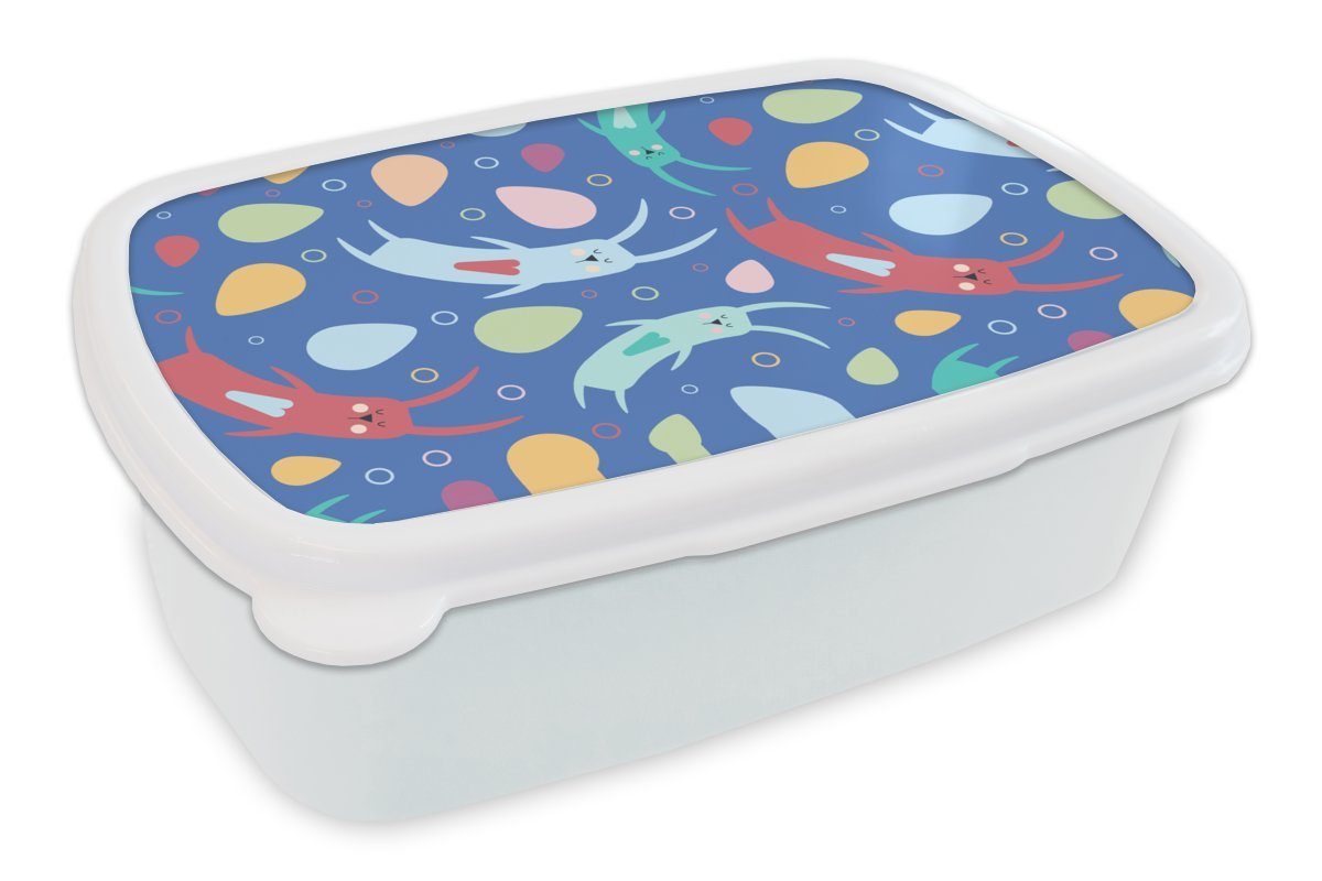 Pastell für - Brotbox Muster, für Erwachsene, und Kunststoff, (2-tlg), Mädchen und Lunchbox MuchoWow Kaninchen Kinder Brotdose, - weiß Jungs
