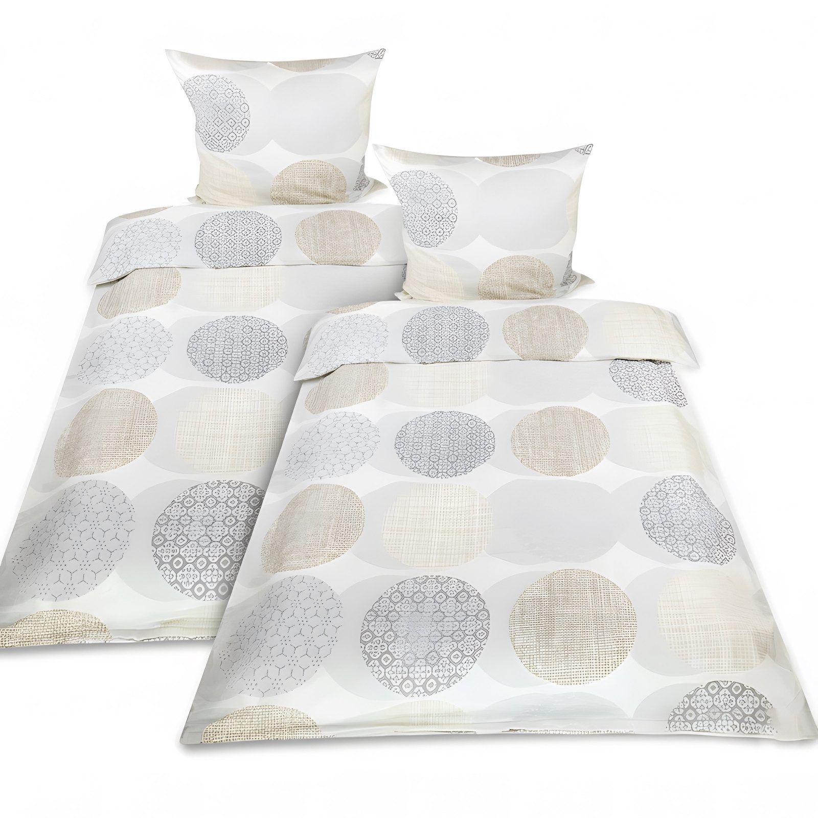 Beautissu Bettwäsche Biber Bettwäsche 4tlg Josi, 135x200cm, 80x80cm, Beige, 100% Baumwolle Warme Flanell Winterbettwäsche Biberbettwäsche