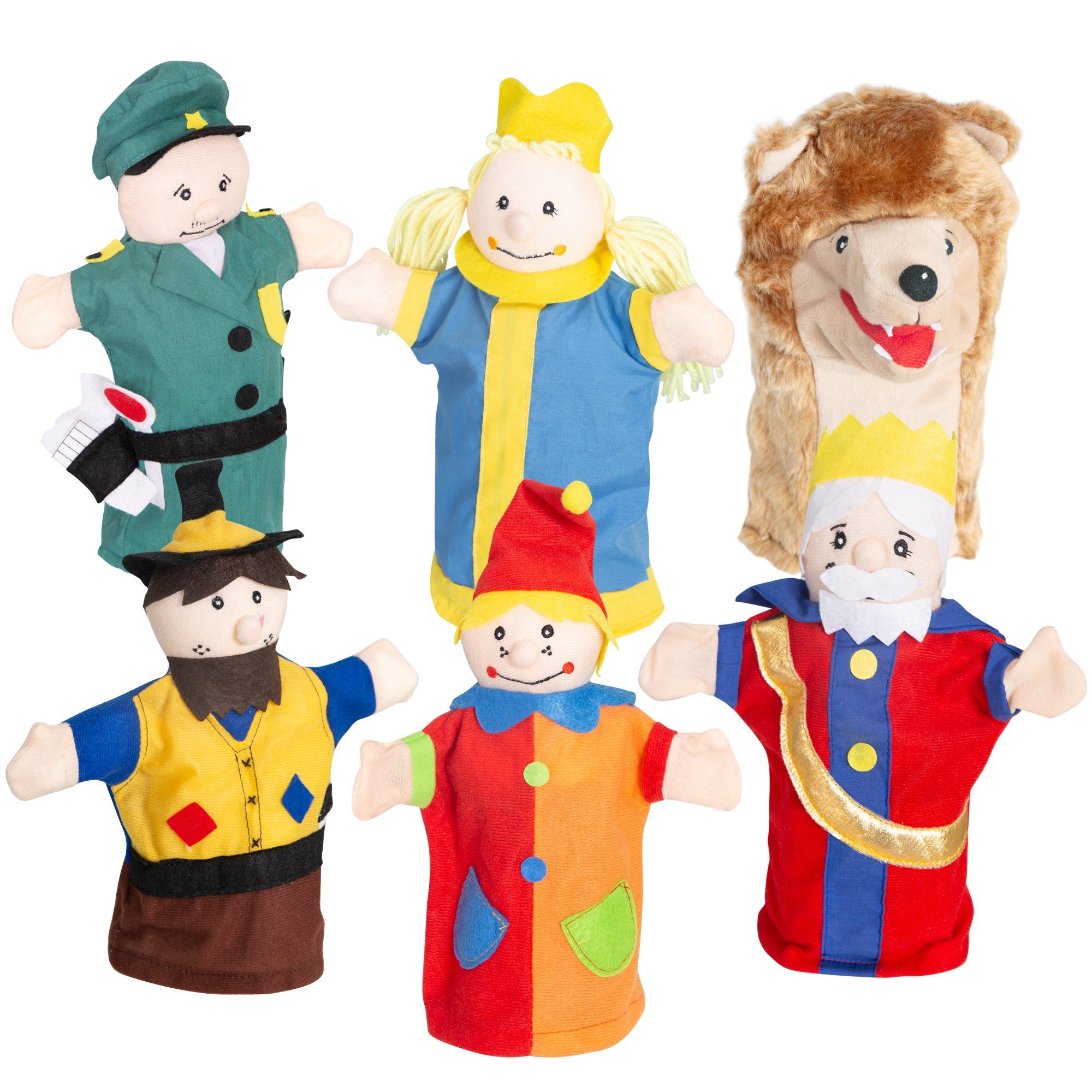 roba® Handpuppe Kasperlefiguren (6-tlg), Kasperlefiguren aus Stoff, für Puppentheater & Rollenspiel