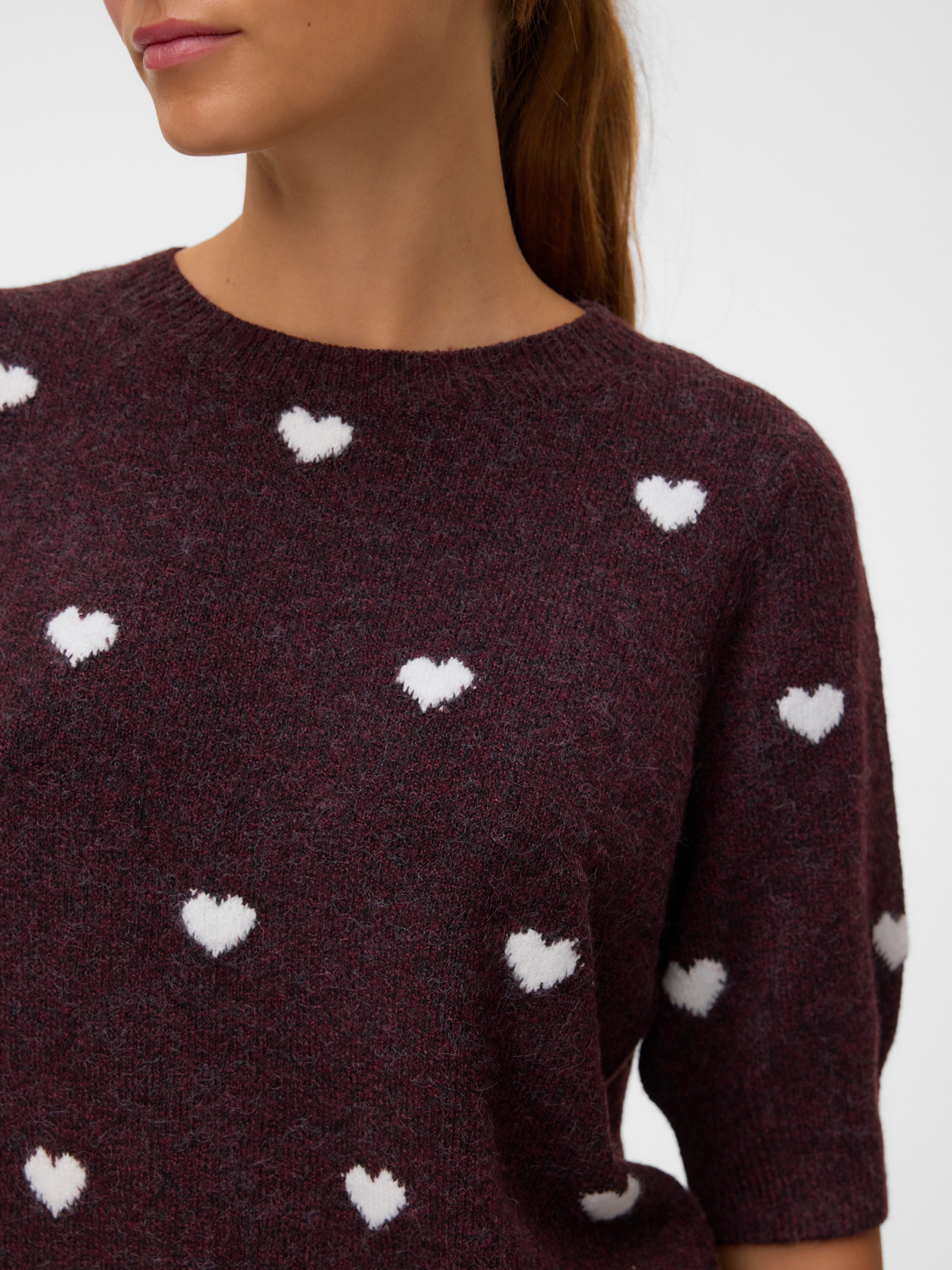 Vero Moda Kurzarmpullover VMDOFFY INTARSIA 2/4 O-NK PULLOV GA NOOS Materialmix, Stretch, regular fit