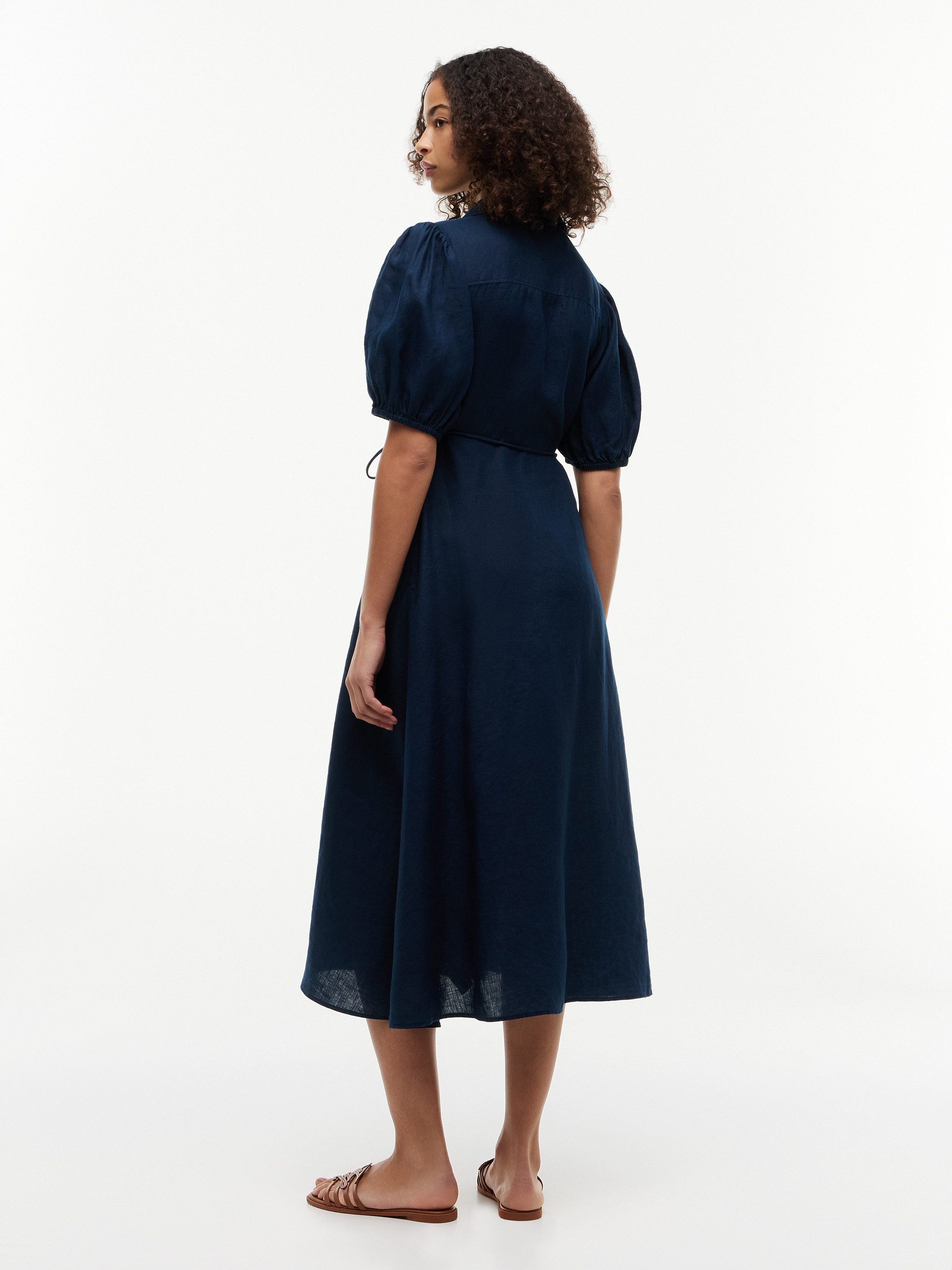 Tommy Hilfiger Wickelkleid SUMR LINEN WRAP LNG MIDI DRS Leinen, Bindeband
