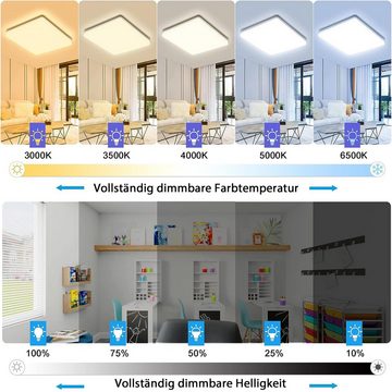 IEGLED LED Deckenleuchte Dimmbare Deckenlampe, 36W, 3600LM, IP54, Farbwechsel, RGB mit 7 Lichtfarben, Energieeffizient, Wasserdicht, Dimmbar, Einstellbare Farbtemperatur