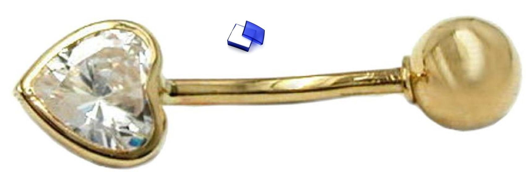 unbespielt Bauchnabelpiercing Piercing Bauchnabelpiercing mit Zirkonia Herz 585 Gold 20 x 6 mm, Goldschmuck für Damen