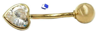 unbespielt Bauchnabelpiercing Piercing Bauchnabelpiercing mit Zirkonia Herz aus 585 Gold 20 x 6 mm inkl. Schmuckbox, Goldschmuck für Damen