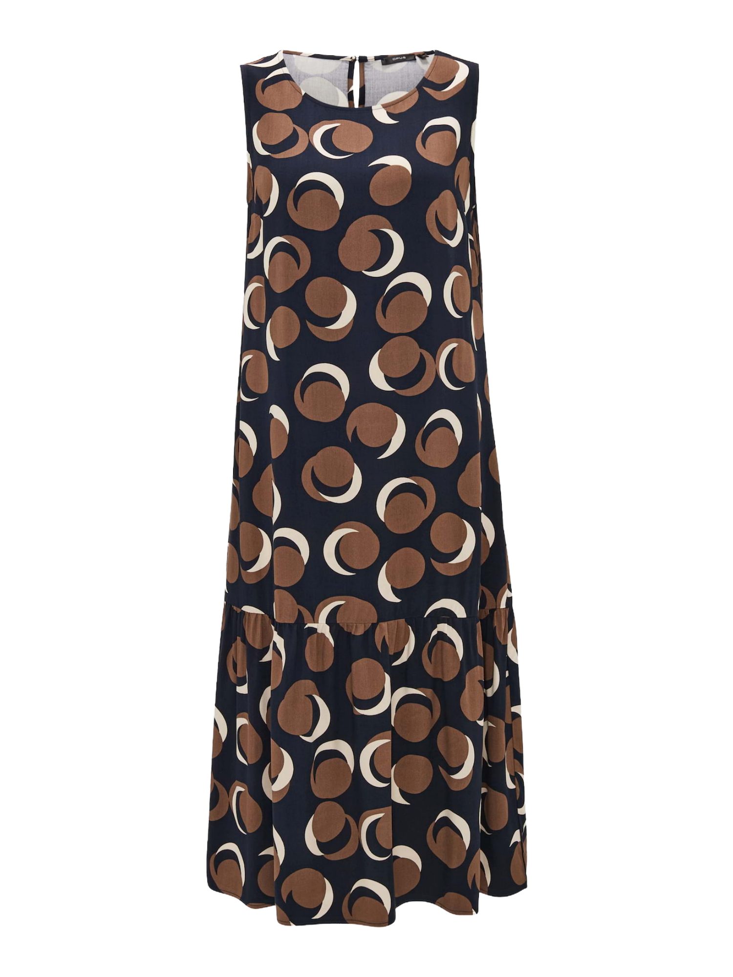 OPUS Midikleid blau,Freizeit,Viskose,Allover-Print,Rundhals,Ärmellos,Regular Fit