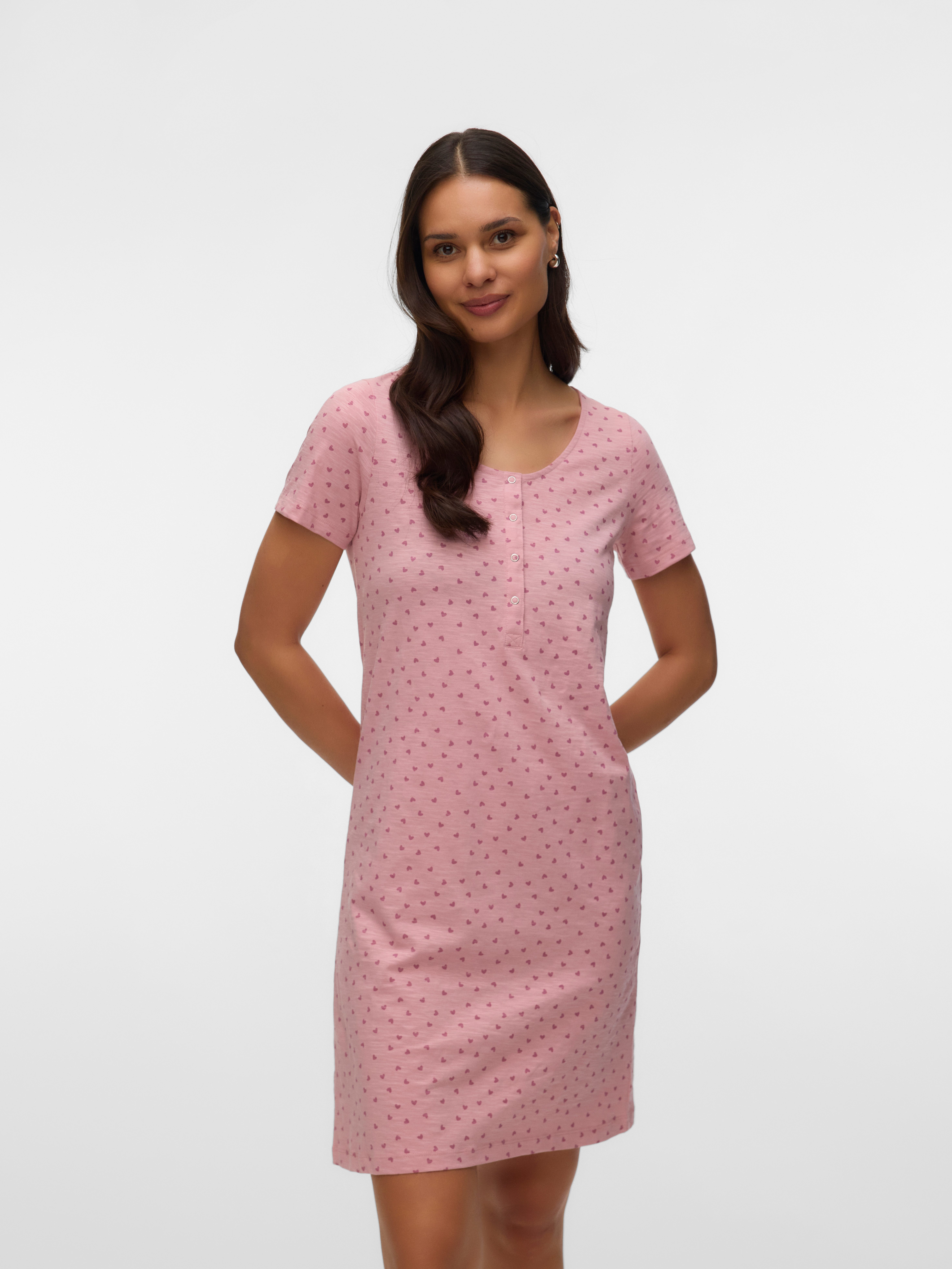 Mamalicious Umstandsnachthemd MLMIRA STAR JRS NIGHTGOWN 2F A. E. NOOS Baumwolle, enganliegend