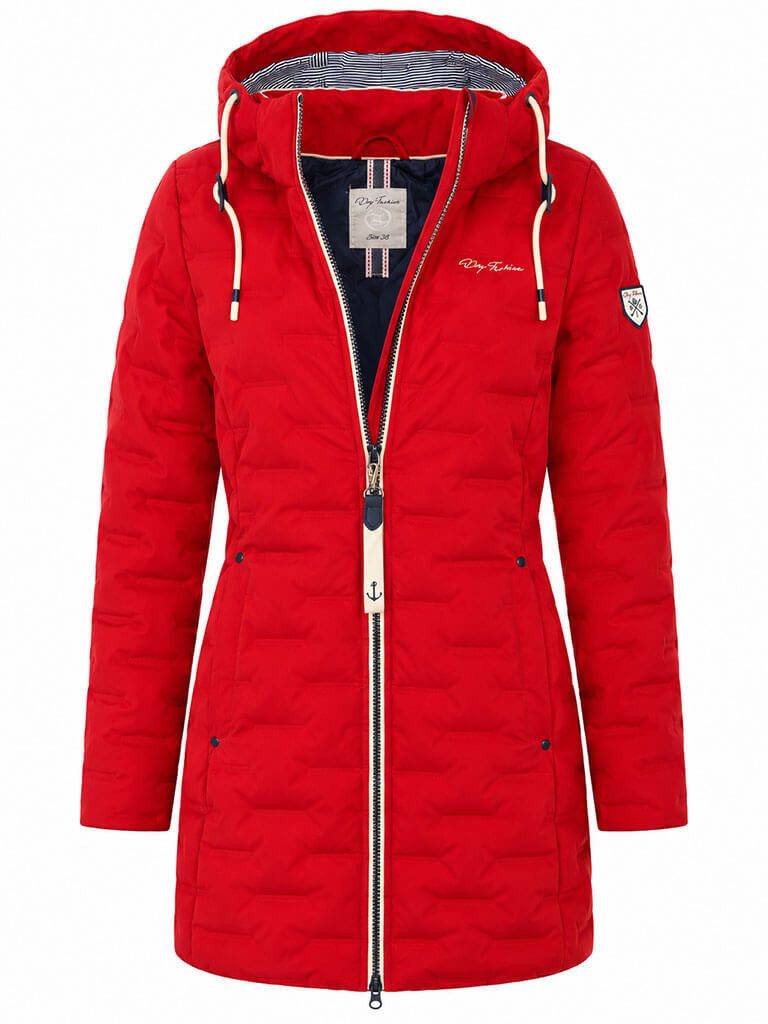 Dry Fashion Steppmantel Blavand Damen Mantel mit Steppung gefüttert - Steppjacke mit Kapuze Atmungsaktiv, 2-Wege-Reißverschluss, Kapuze abnehmbar, Tailliert
