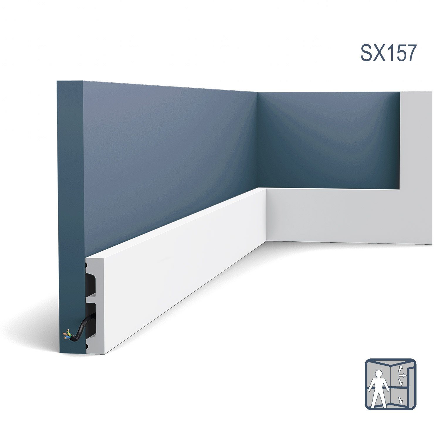 Orac Decor Sockelleiste SX157-2 AXXENT SQUARE Sockelleiste Wandleiste Zierleiste 4 m, L: 200 cm, H: 6.6 cm, 1 Karton Leisten-SET, 2-St., Fußleiste, Bodenleiste, Stuckleiste, mit Kabelkanal, stoßfest