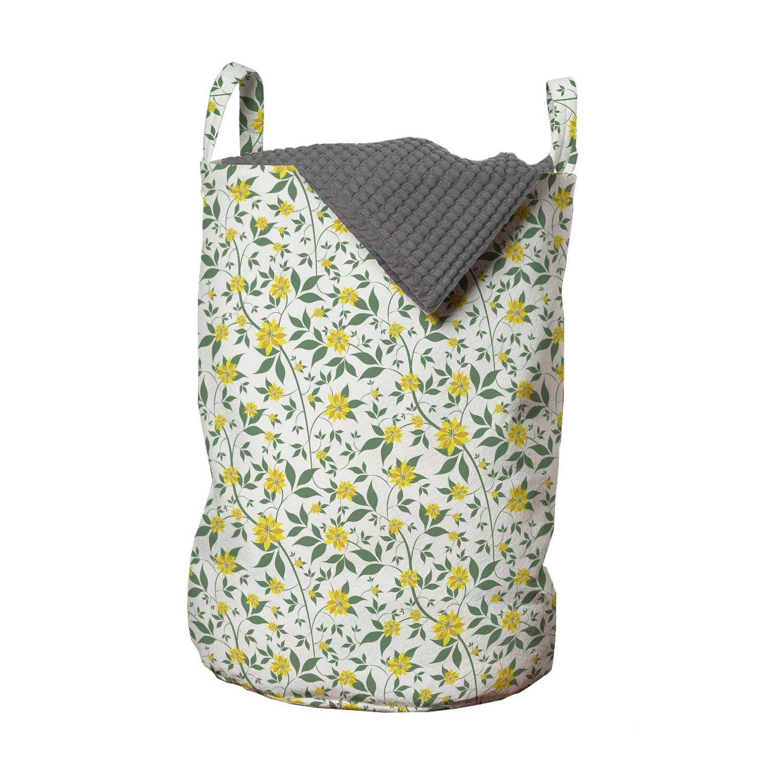 Abakuhaus Wäschesäckchen Wäschekorb mit Griffen Kordelzugverschluss für Waschsalons, Blume Blühende Land-Blumen