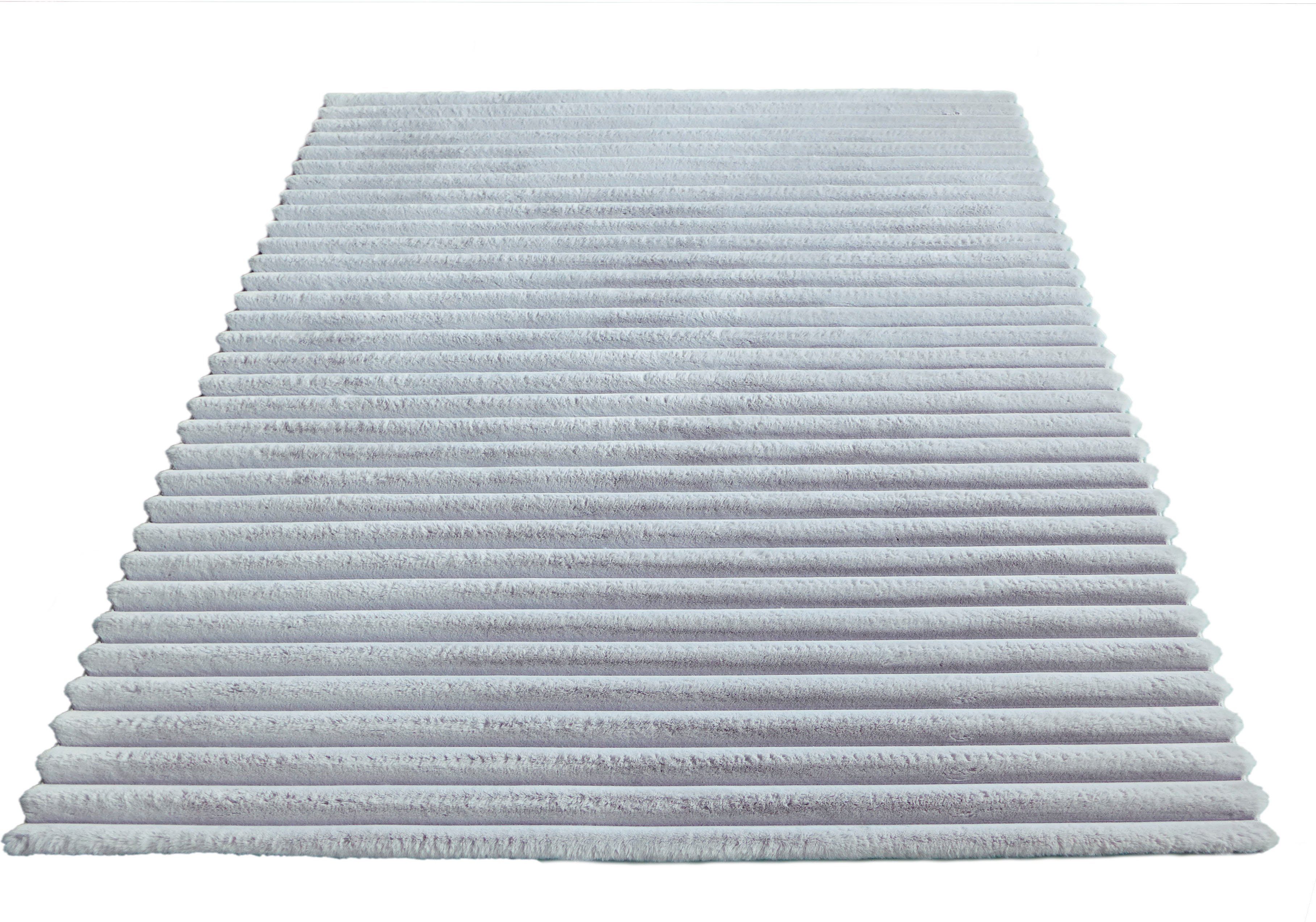 Teppich Melanie, Leonique, rechteckig, Höhe: 15 mm, Kaninchenfell Optik, Wohnzimmer, Schlafzimmer, auch als Läufer silberfarben