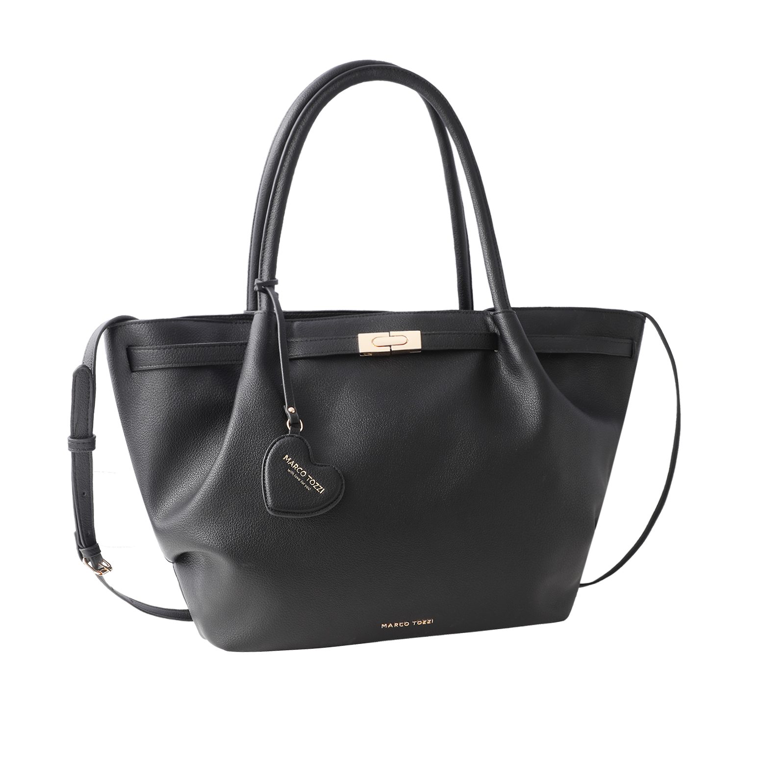 MARCO TOZZI Henkeltasche, Damen Umhängetasche, Schultertasche mit goldfarbener Zierschnalle