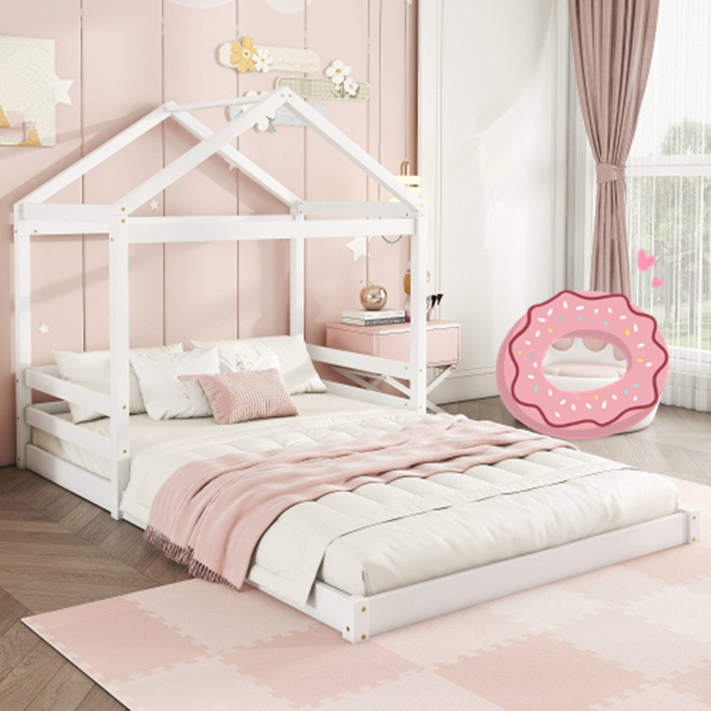 Kinderbett Hausbett, Kinderbett in Hausform mit Lattenrost (ohne Matratze)