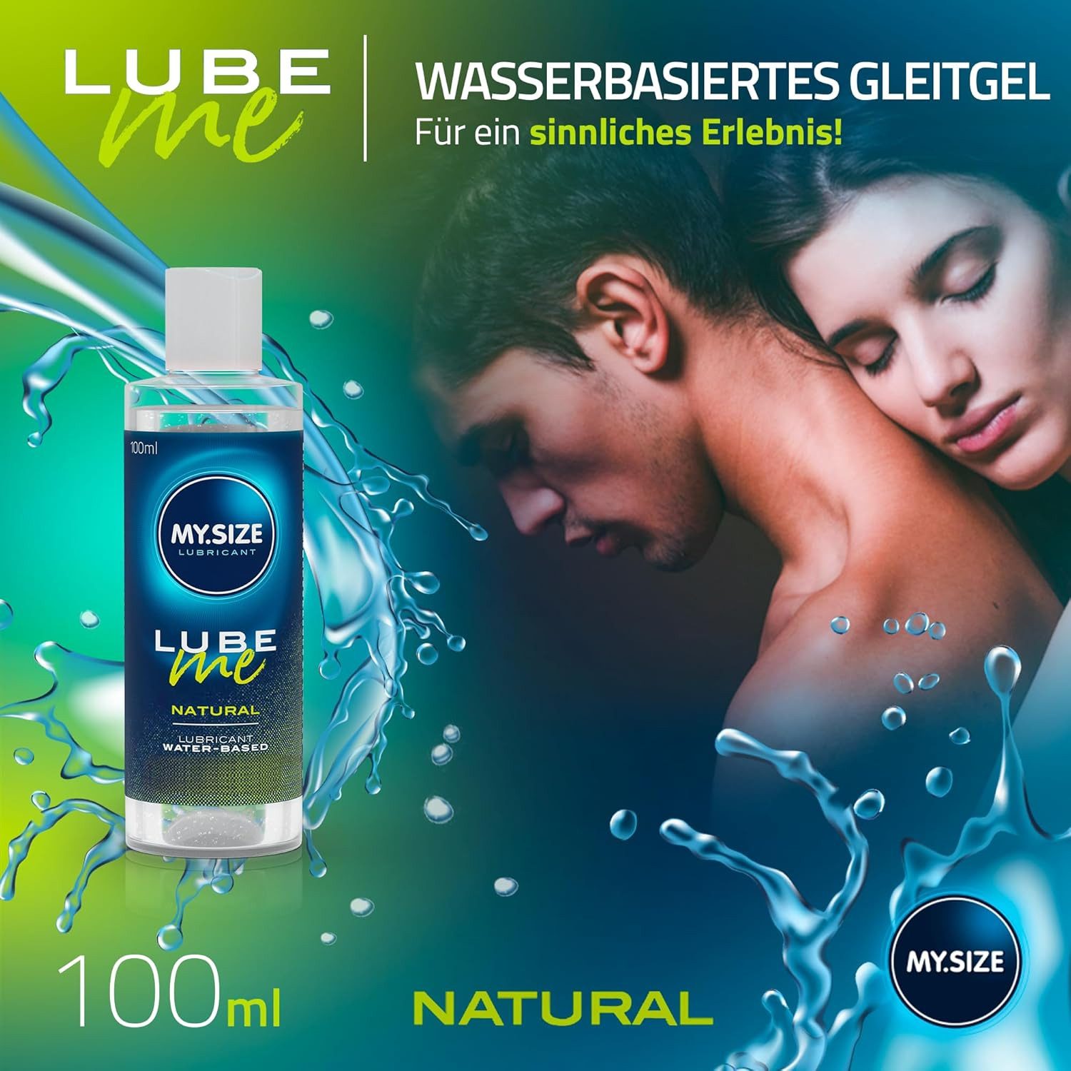 MY.SIZE Gleitgel Lube Me Natural, medizinisches Gleitmittel auf Wasserbasis, ohne Aroma, farblos