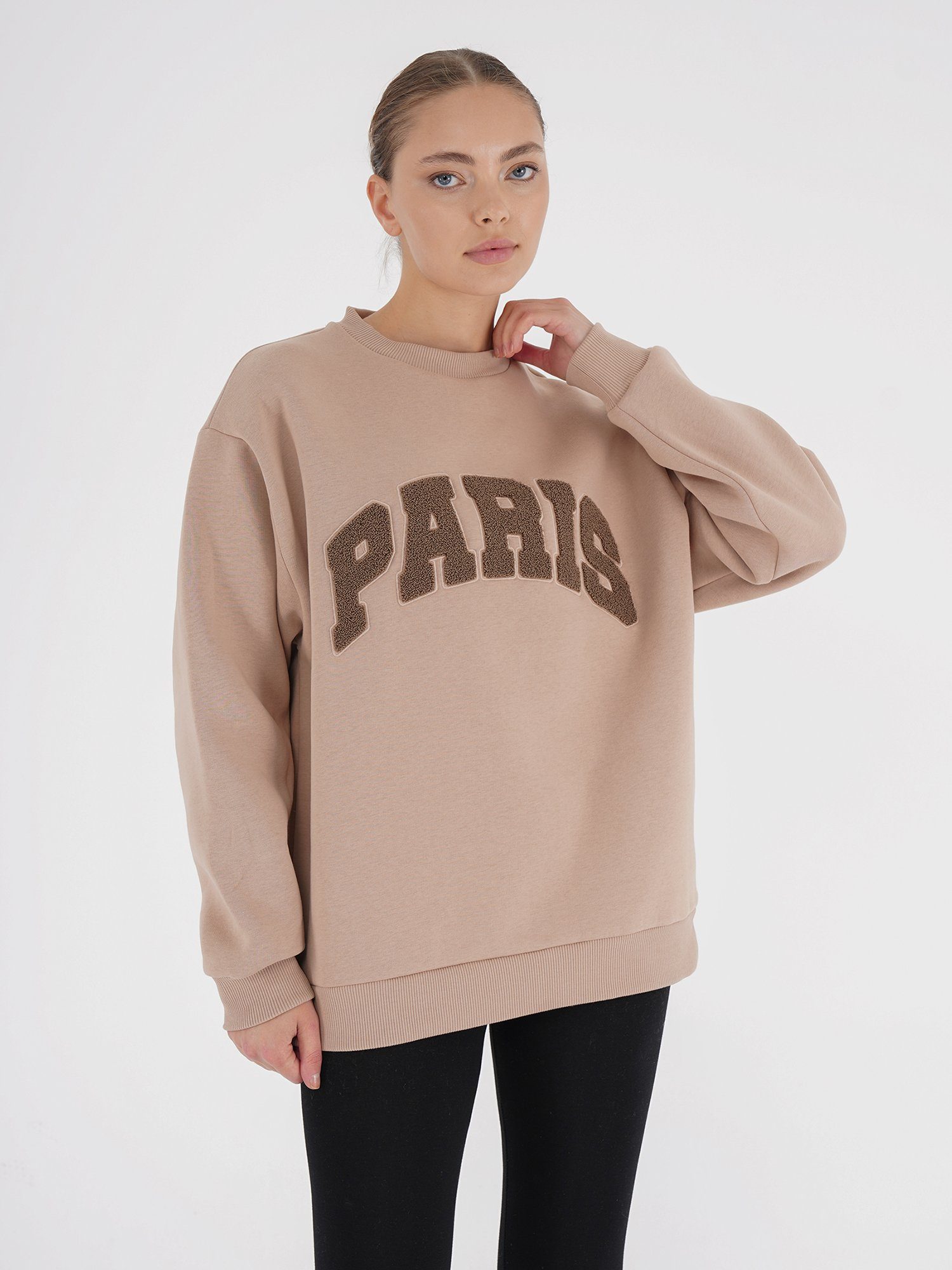 Paris Freshlions Oversize beige Sweater Freshlions Sweater Embroidery