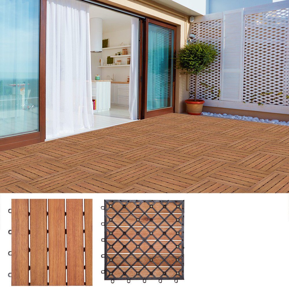 Casaria Holzfliesen 22x Eukalyptus, Terrassenfliesen 1-6m² günstig online kaufen
