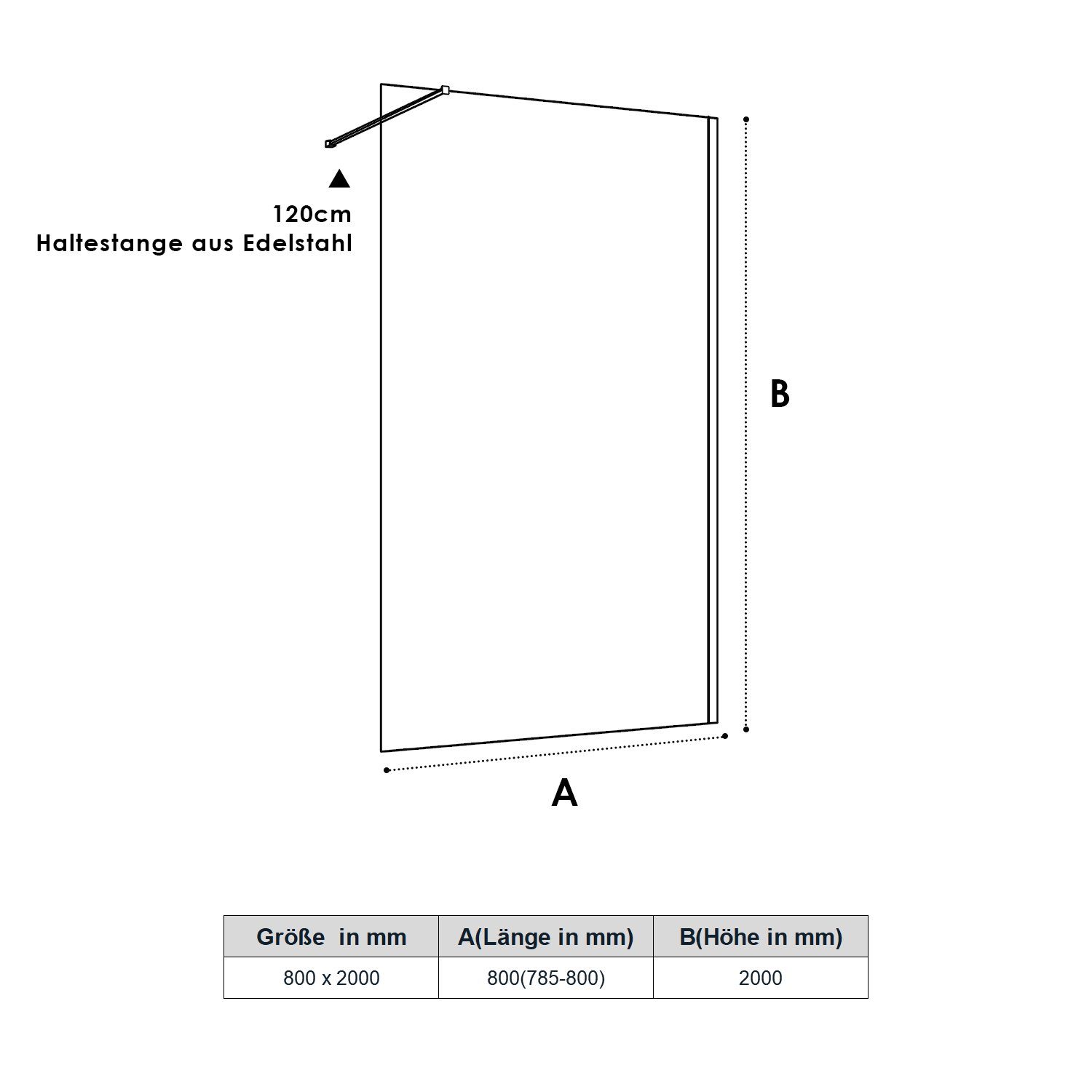 SONNI Walk-in-Dusche 80cm--140 x 200cm Duschabtrennung, schwarz,Walk in Duschwand Dusche, 10mm Einscheibensicherheitsglas mit Nano Beschichtung, Höhe 200cm, mit – Bild 4 von 5