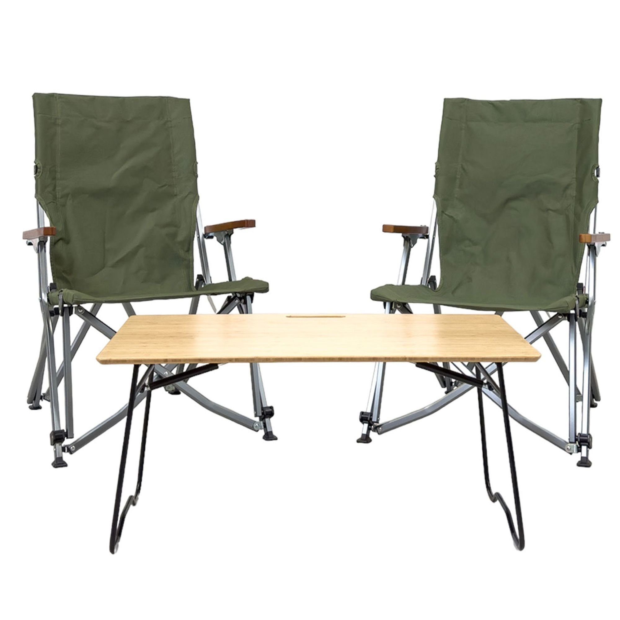 osoltus Campingstuhl osoltus 2 x Faltsessel mit Tisch Low Campingstuhl Bergen Alu eloxiert
