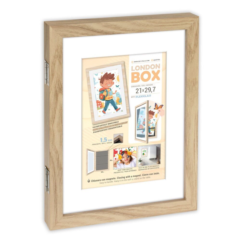 ZEP Rahmen London Box Natural MRN82 Holz Rahmen Innenmaß 14x21,5cm